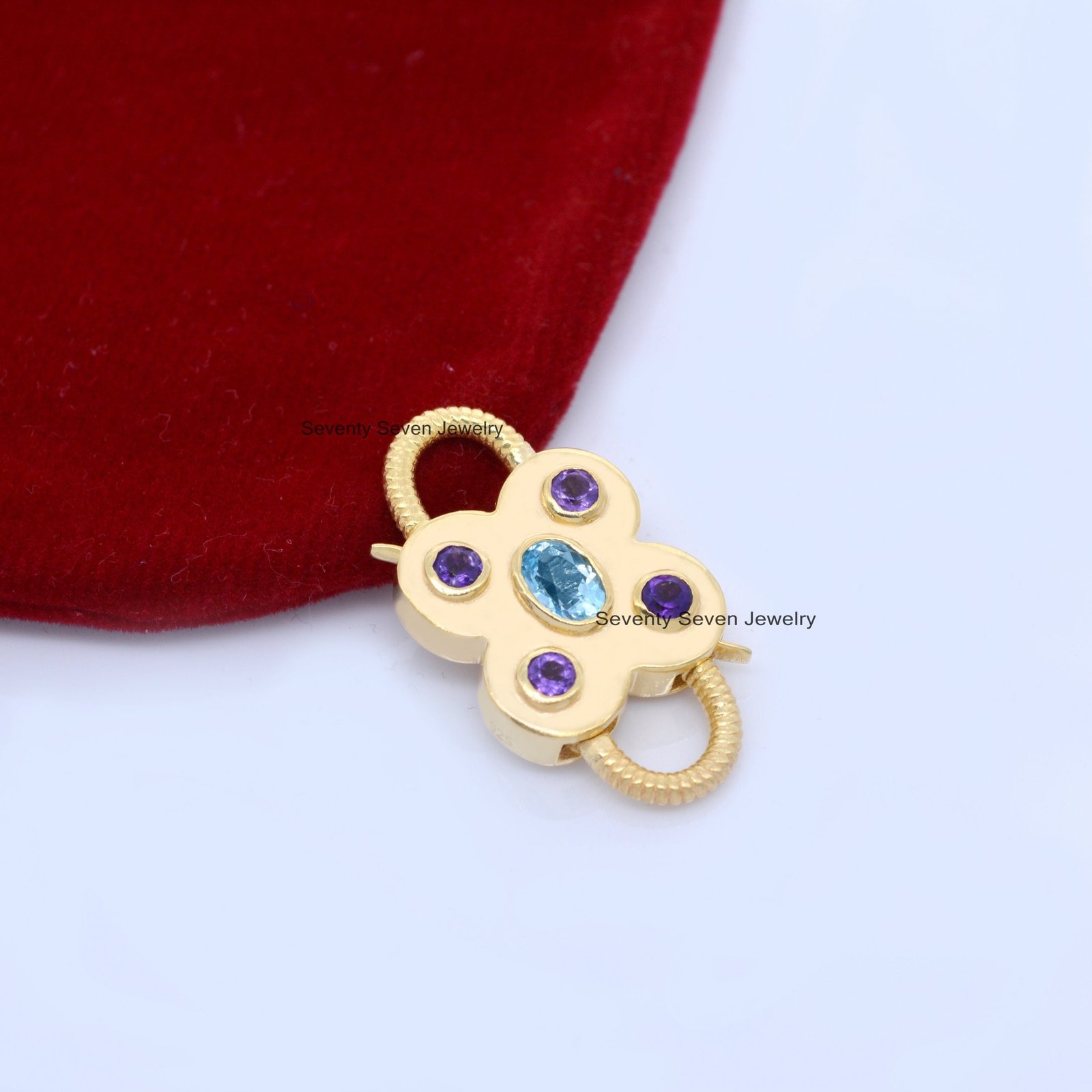 Handmade Gold Gemstone Floral Padlock: 9k Solid, Double Side Openable - View 6 - Seventy Seven Jewelry | SKU: SSMJP65-9KYGBTA Handmade Gold Gemstone Floral Padlock: 9k Solid, Double Side Openable - View 6 - Seventy Seven Jewelry | SKU: SSMJP65-9KYGBTA