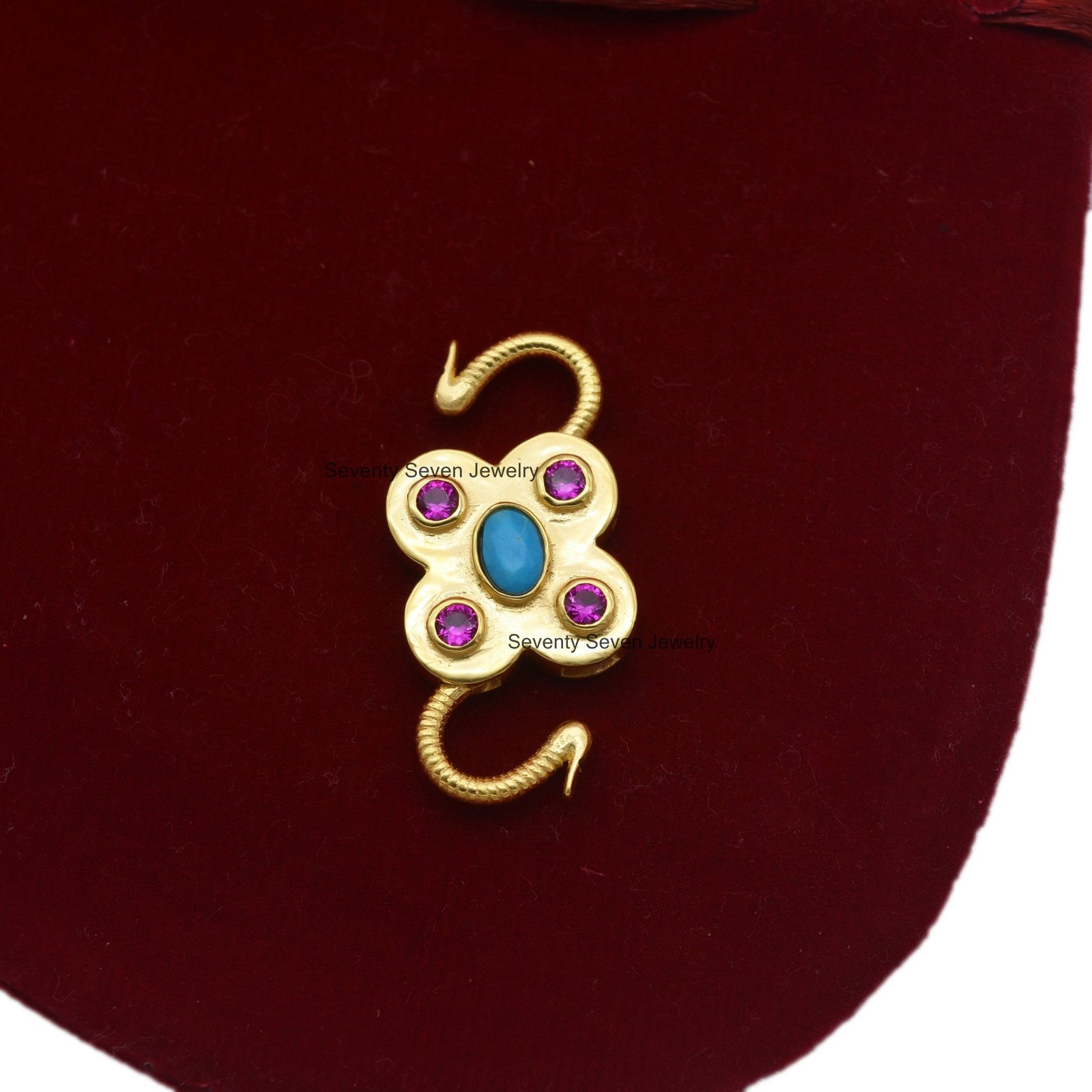 Handmade Gold Gemstone Floral Padlock: 9k Solid, Double Side Openable - View 7 - Seventy Seven Jewelry | SKU: SSMJP65-9KYGBTA Handmade Gold Gemstone Floral Padlock: 9k Solid, Double Side Openable - View 7 - Seventy Seven Jewelry | SKU: SSMJP65-9KYGBTA