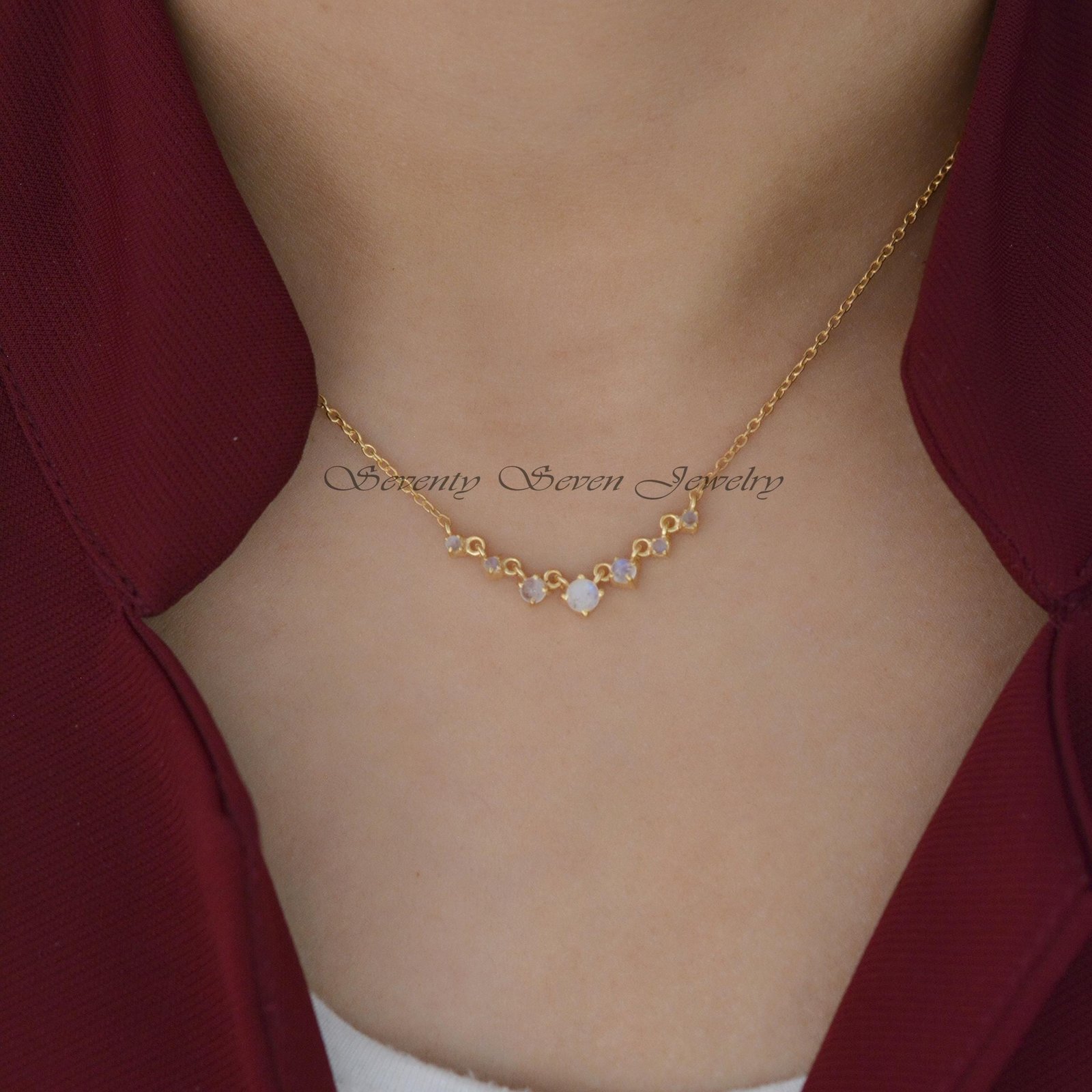 Moissanite Paperclip Necklace: Sterling Silver Solitaire, 18 Inch - View 3 - Seventy Seven Jewelry | SKU: SSMJN17-SLYGMN Moissanite Paperclip Necklace: Sterling Silver Solitaire, 18 Inch - View 3 - Seventy Seven Jewelry | SKU: SSMJN17-SLYGMN