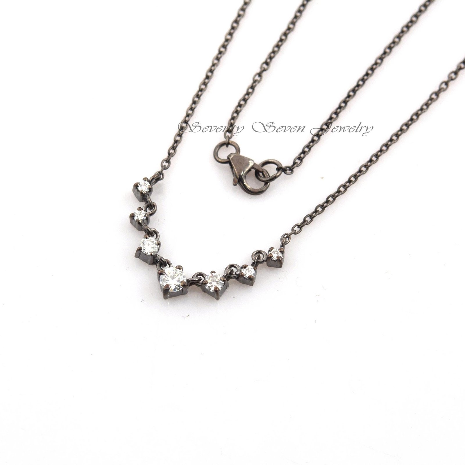 Moissanite Paperclip Necklace: Sterling Silver Solitaire, 18 Inch - View 7 - Seventy Seven Jewelry | SKU: SSMJN17-SLYGMN Moissanite Paperclip Necklace: Sterling Silver Solitaire, 18 Inch - View 7 - Seventy Seven Jewelry | SKU: SSMJN17-SLYGMN