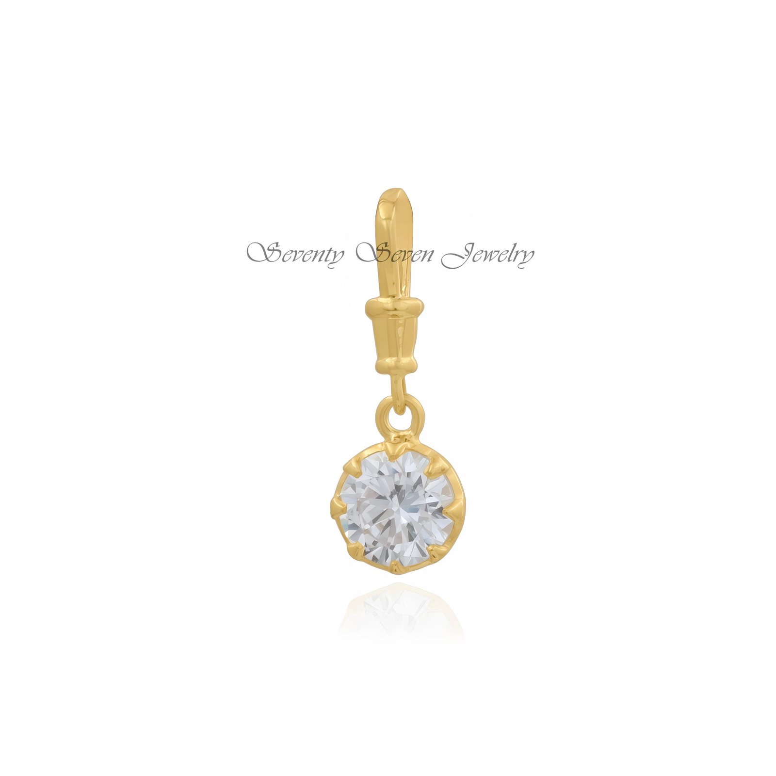 Moissanite Solitaire Pendant: 925 Silver Swivel Lock Drop Charm - Seventy Seven Jewelry | SKU: SSMJP16-SLRGCZ-2026 Moissanite Solitaire Pendant: 925 Silver Swivel Lock Drop Charm - Seventy Seven Jewelry | SKU: SSMJP16-SLRGCZ-2026