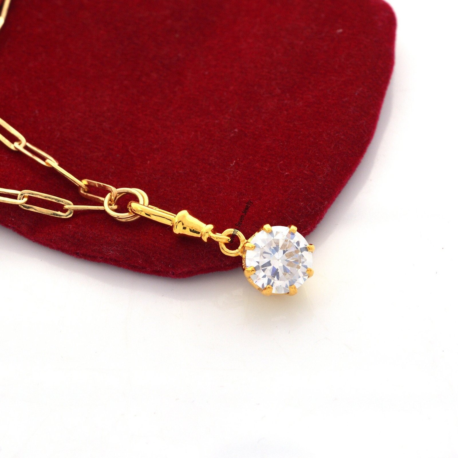 Moissanite Solitaire Pendant: 925 Silver Swivel Lock Drop Charm - View 2 - Seventy Seven Jewelry | SKU: SSMJP16-SLRGCZ-2026 Moissanite Solitaire Pendant: 925 Silver Swivel Lock Drop Charm - View 2 - Seventy Seven Jewelry | SKU: SSMJP16-SLRGCZ-2026