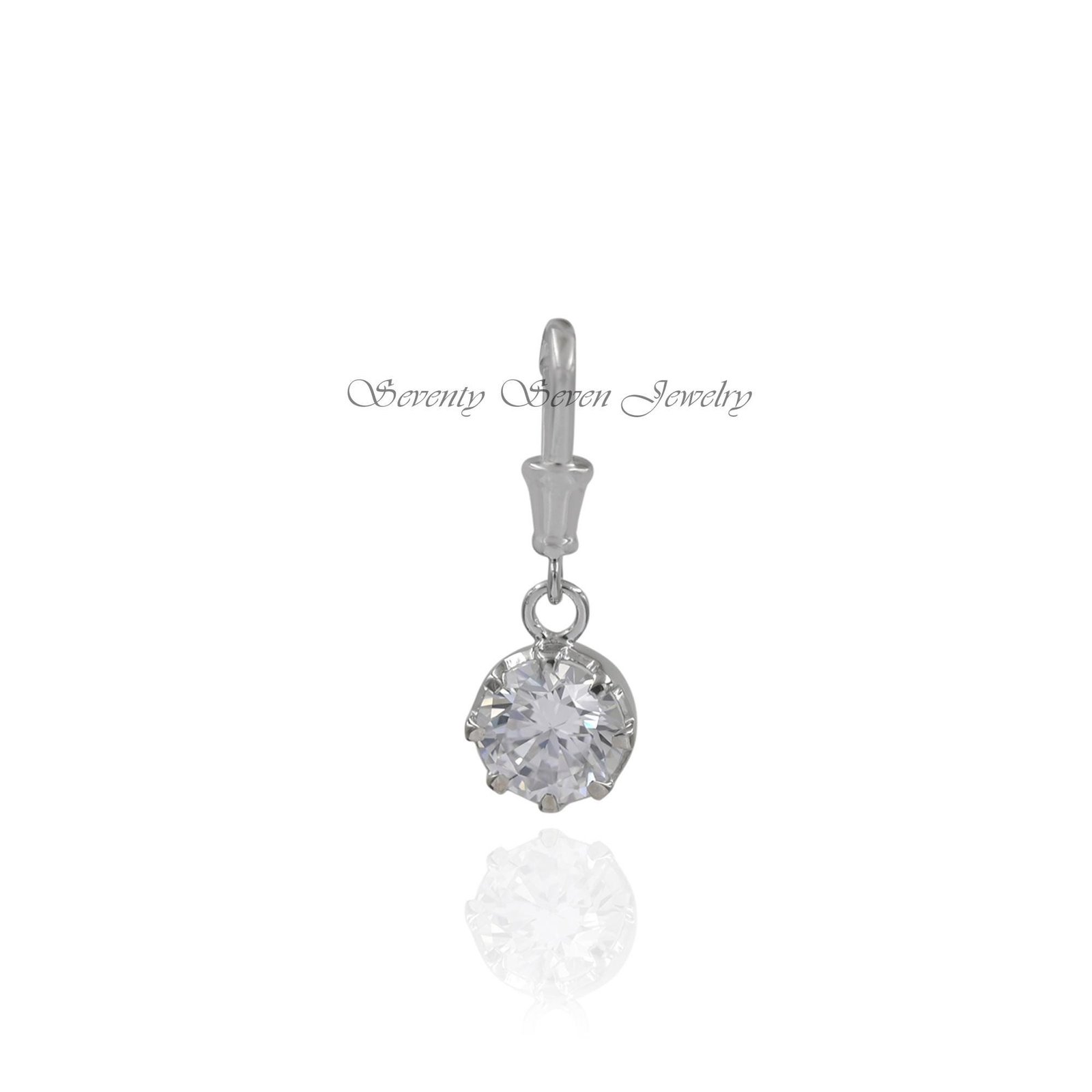 Moissanite Solitaire Pendant: 925 Silver Swivel Lock Drop Charm - View 5 - Seventy Seven Jewelry | SKU: SSMJP16-SLRGCZ-2026 Moissanite Solitaire Pendant: 925 Silver Swivel Lock Drop Charm - View 5 - Seventy Seven Jewelry | SKU: SSMJP16-SLRGCZ-2026