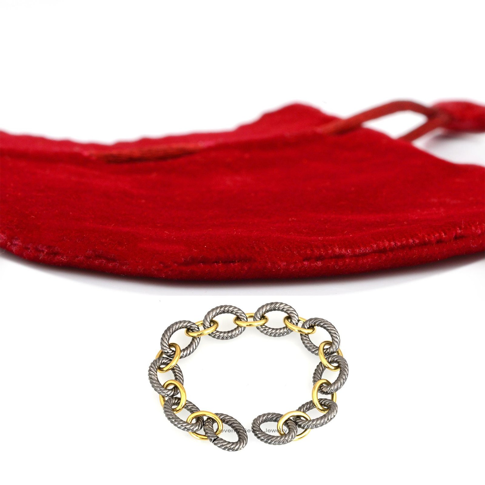 Oxidized 925 Sterling Silver Twisted Wire Link Bracelet - View 4 - Seventy Seven Jewelry | SKU: SSMJA05-SLYGRH-2026 Oxidized 925 Sterling Silver Twisted Wire Link Bracelet - View 4 - Seventy Seven Jewelry | SKU: SSMJA05-SLYGRH-2026