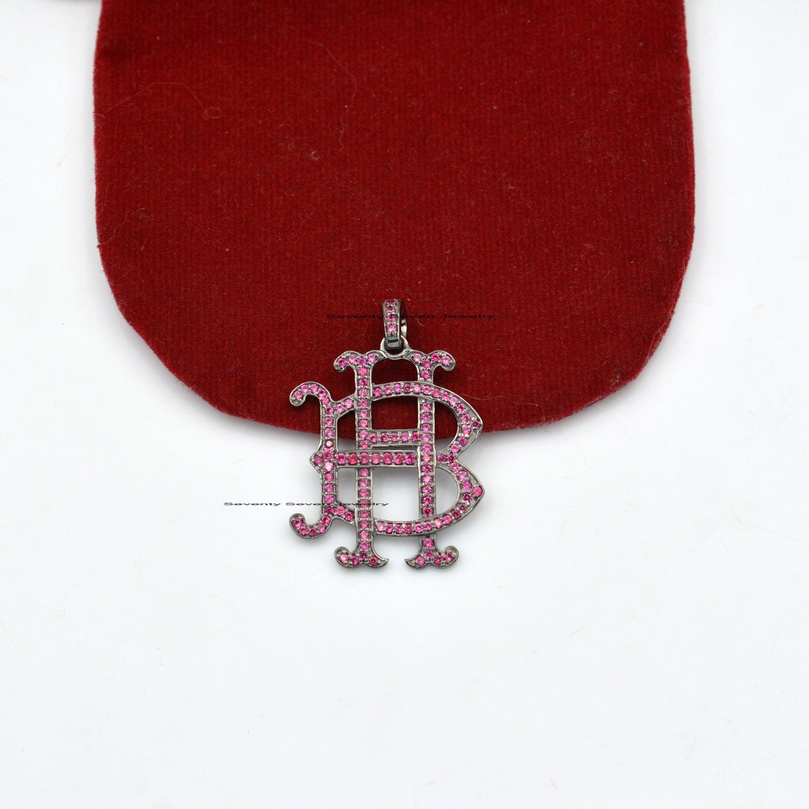 Pave Initial Pendant: Sterling Silver Monogram Jewelry - View 5 - Seventy Seven Jewelry | SKU: SSMJP540-SLRHDI-NS-2026 Pave Initial Pendant: Sterling Silver Monogram Jewelry - View 5 - Seventy Seven Jewelry | SKU: SSMJP540-SLRHDI-NS-2026