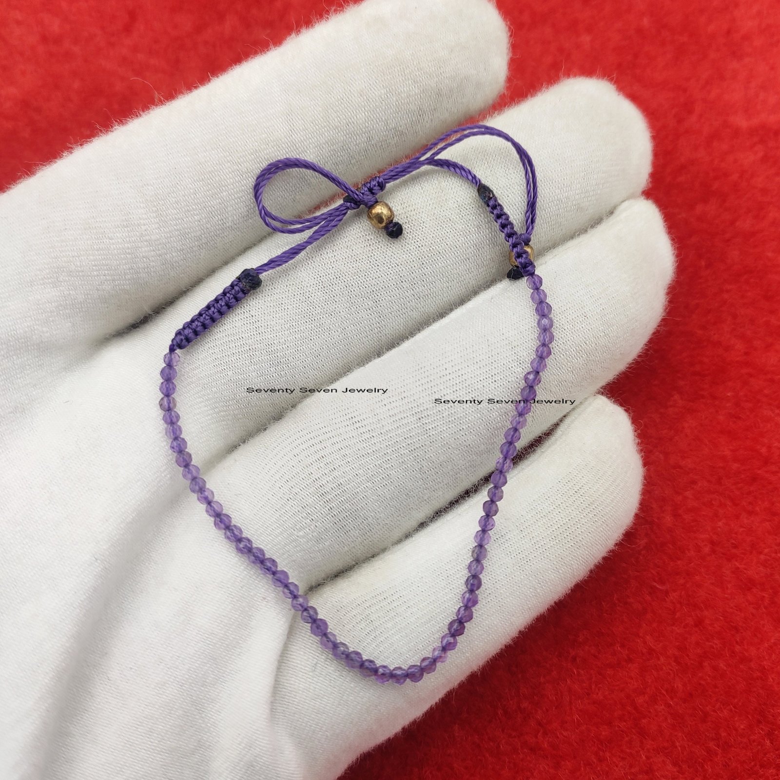 Rose Quartz Beaded Bracelet: 925 Silver, Adjustable Knot - View 6 - Seventy Seven Jewelry | SKU: SSMJA28-SLYGRQ-2026 Rose Quartz Beaded Bracelet: 925 Silver, Adjustable Knot - View 6 - Seventy Seven Jewelry | SKU: SSMJA28-SLYGRQ-2026