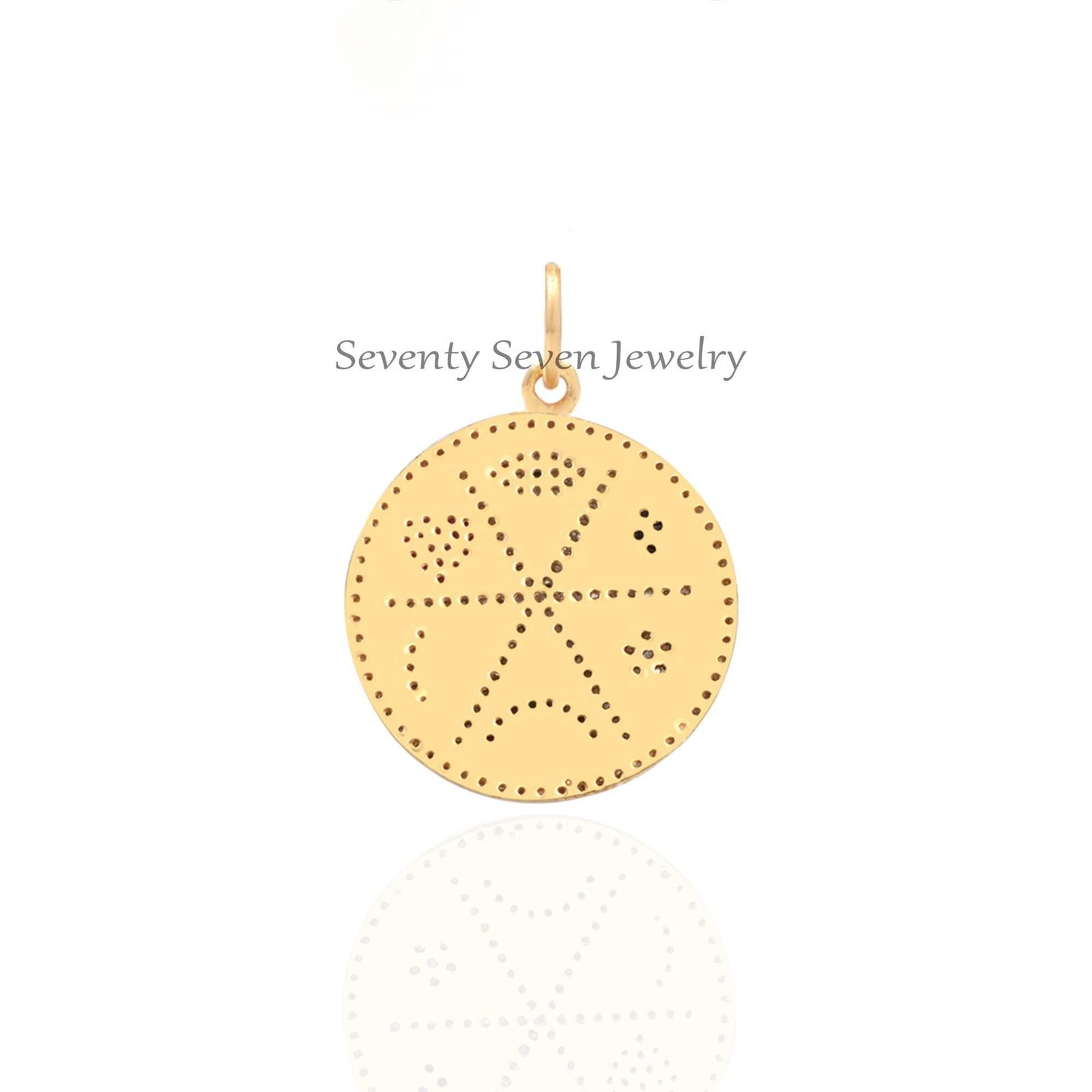 Silver Diamond Medallion Pendant: Heart Moon Religious Jewelry - View 2 - Seventy Seven Jewelry | SKU: SSMJP42-SLYGDIMT-2026 Silver Diamond Medallion Pendant: Heart Moon Religious Jewelry - View 2 - Seventy Seven Jewelry | SKU: SSMJP42-SLYGDIMT-2026