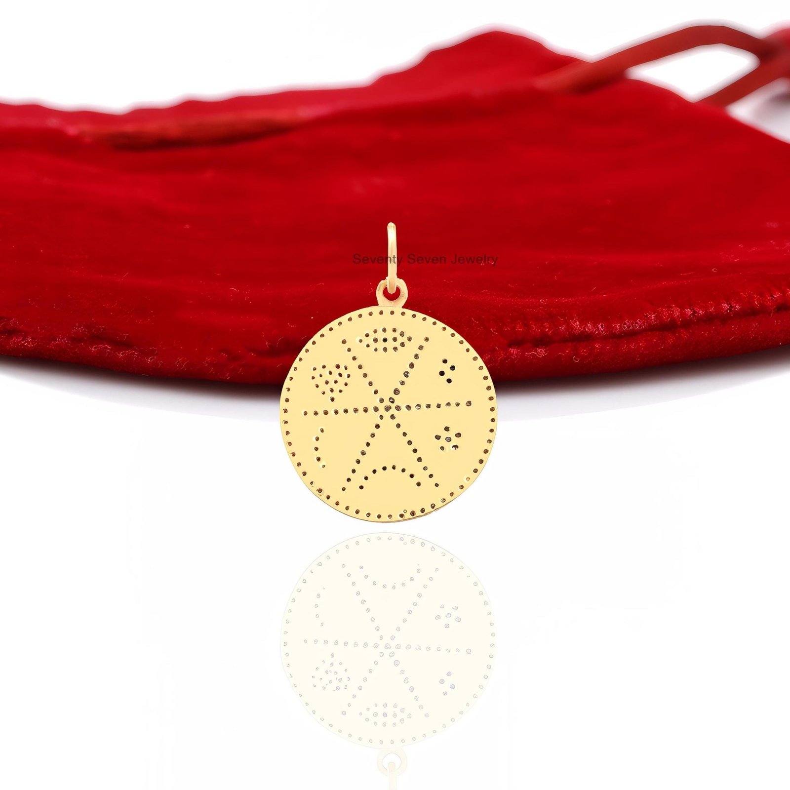Silver Diamond Medallion Pendant: Heart Moon Religious Jewelry - View 4 - Seventy Seven Jewelry | SKU: SSMJP42-SLYGDIMT-2026 Silver Diamond Medallion Pendant: Heart Moon Religious Jewelry - View 4 - Seventy Seven Jewelry | SKU: SSMJP42-SLYGDIMT-2026
