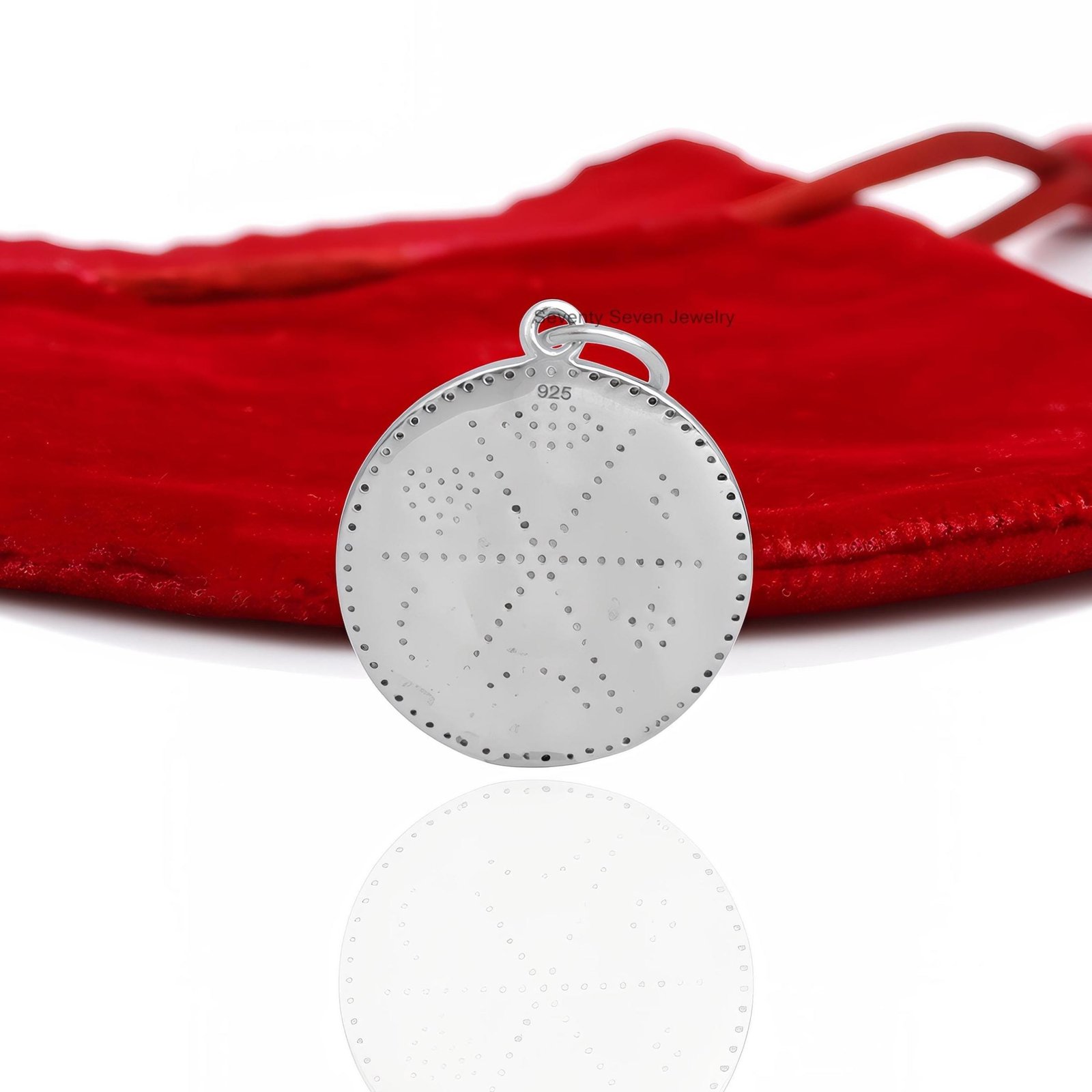 Silver Diamond Medallion Pendant: Heart Moon Religious Jewelry - View 6 - Seventy Seven Jewelry | SKU: SSMJP42-SLYGDIMT-2026 Silver Diamond Medallion Pendant: Heart Moon Religious Jewelry - View 6 - Seventy Seven Jewelry | SKU: SSMJP42-SLYGDIMT-2026