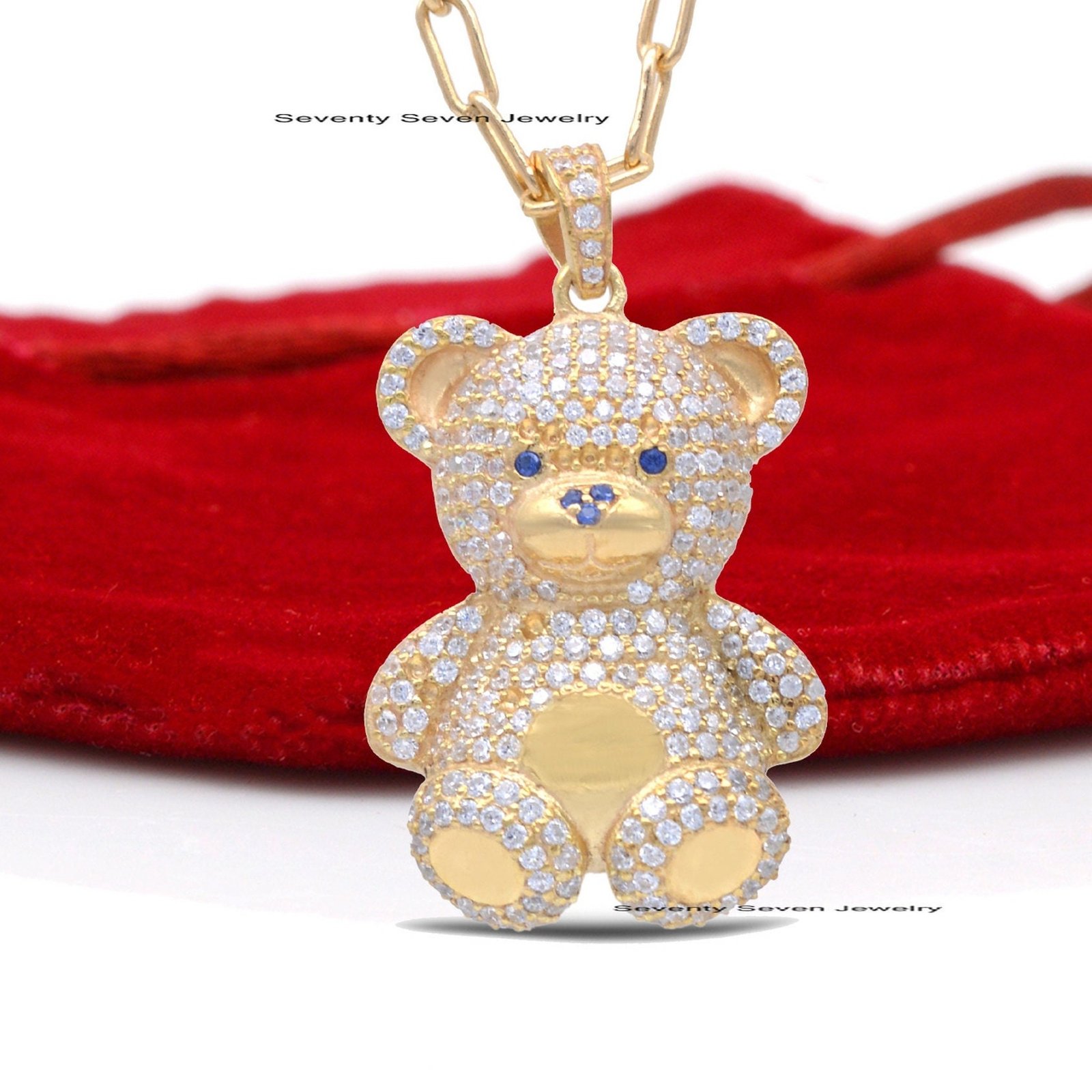 Silver Teddy Charm Pendant, Pave Diamond Bear - View 3 - Seventy Seven Jewelry | SKU: SSMJP105-SLYGDIBSP-2026,SSMJP105-SLYGDI Silver Teddy Charm Pendant, Pave Diamond Bear - View 3 - Seventy Seven Jewelry | SKU: SSMJP105-SLYGDIBSP-2026,SSMJP105-SLYGDI