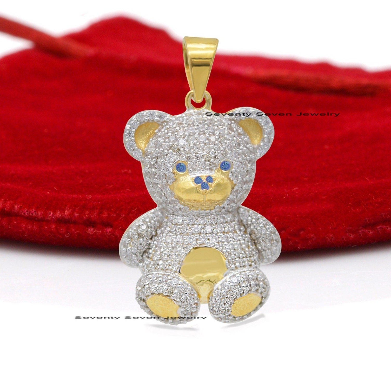 Silver Teddy Charm Pendant, Pave Diamond Bear - View 4 - Seventy Seven Jewelry | SKU: SSMJP105-SLYGDIBSP-2026,SSMJP105-SLYGDI Silver Teddy Charm Pendant, Pave Diamond Bear - View 4 - Seventy Seven Jewelry | SKU: SSMJP105-SLYGDIBSP-2026,SSMJP105-SLYGDI
