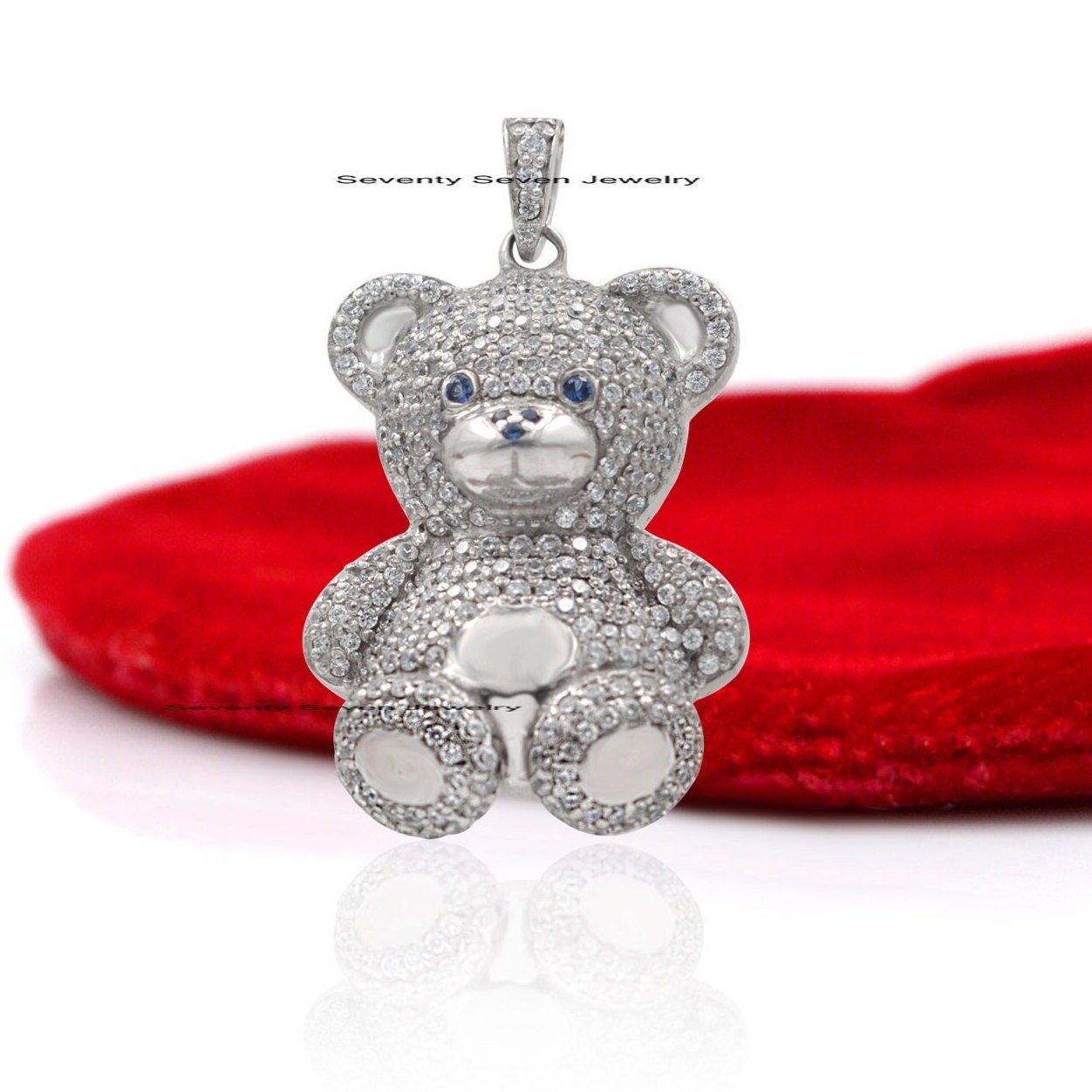 Silver Teddy Charm Pendant, Pave Diamond Bear - View 5 - Seventy Seven Jewelry | SKU: SSMJP105-SLYGDIBSP-2026,SSMJP105-SLYGDI Silver Teddy Charm Pendant, Pave Diamond Bear - View 5 - Seventy Seven Jewelry | SKU: SSMJP105-SLYGDIBSP-2026,SSMJP105-SLYGDI