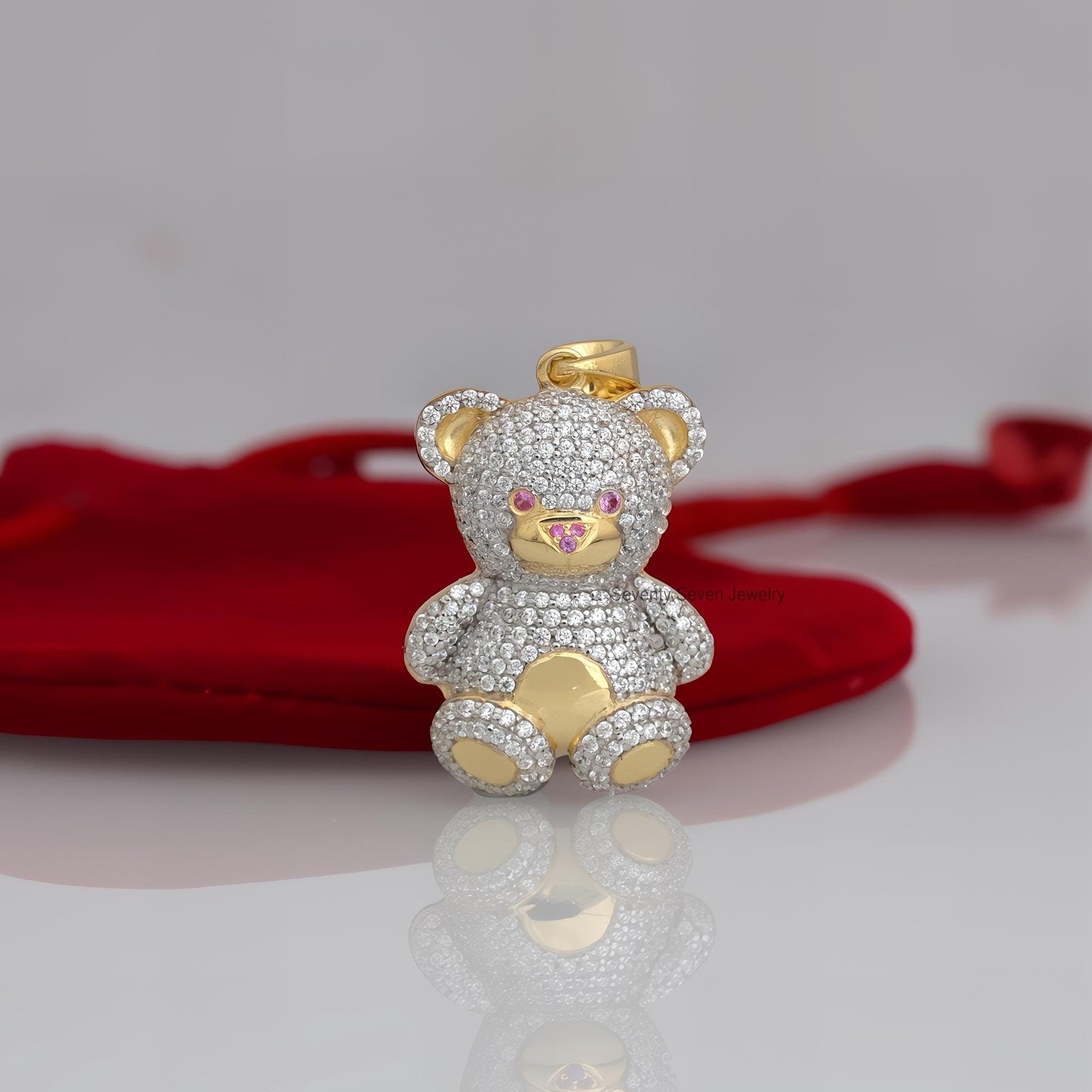 Silver Teddy Charm Pendant, Pave Diamond Bear - View 6 - Seventy Seven Jewelry | SKU: SSMJP105-SLYGDIBSP-2026,SSMJP105-SLYGDI Silver Teddy Charm Pendant, Pave Diamond Bear - View 6 - Seventy Seven Jewelry | SKU: SSMJP105-SLYGDIBSP-2026,SSMJP105-SLYGDI