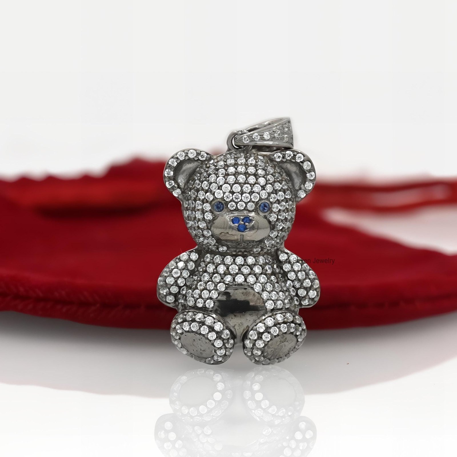 Silver Teddy Charm Pendant, Pave Diamond Bear - View 7 - Seventy Seven Jewelry | SKU: SSMJP105-SLYGDIBSP-2026,SSMJP105-SLYGDI Silver Teddy Charm Pendant, Pave Diamond Bear - View 7 - Seventy Seven Jewelry | SKU: SSMJP105-SLYGDIBSP-2026,SSMJP105-SLYGDI