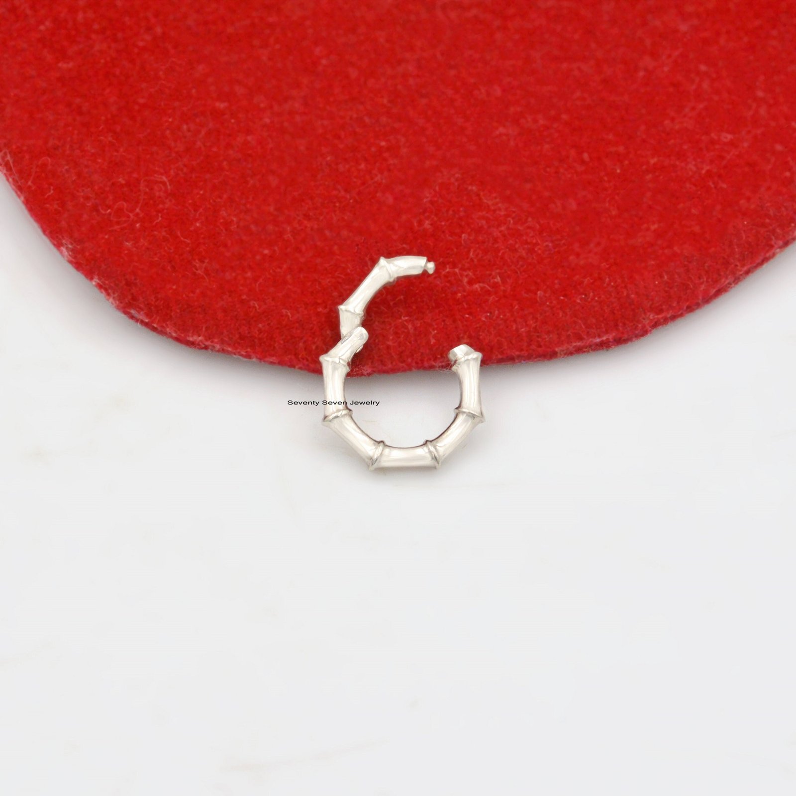 Sterling Silver Bamboo Circle Charm Holder - 14mm - View 3 - Seventy Seven Jewelry | SKU: SSMJP936-SLYG-14M-2026 Sterling Silver Bamboo Circle Charm Holder - 14mm - View 3 - Seventy Seven Jewelry | SKU: SSMJP936-SLYG-14M-2026