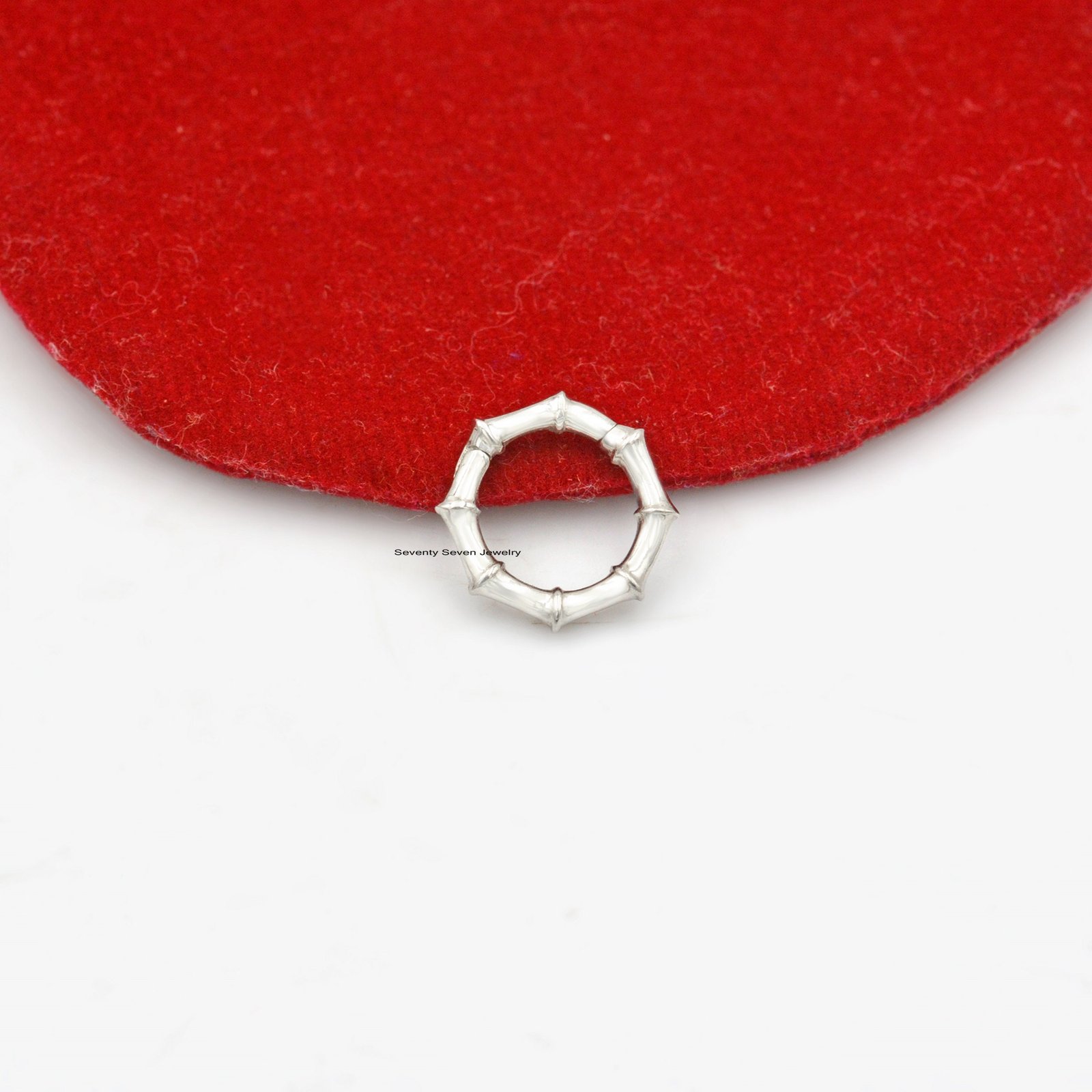 Sterling Silver Bamboo Circle Charm Holder - 14mm - View 5 - Seventy Seven Jewelry | SKU: SSMJP936-SLYG-14M-2026 Sterling Silver Bamboo Circle Charm Holder - 14mm - View 5 - Seventy Seven Jewelry | SKU: SSMJP936-SLYG-14M-2026