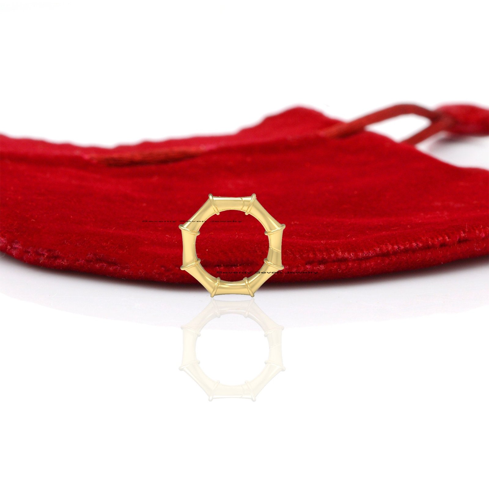 Sterling Silver Bamboo Circle Charm Holder - 14mm - View 7 - Seventy Seven Jewelry | SKU: SSMJP936-SLYG-14M-2026 Sterling Silver Bamboo Circle Charm Holder - 14mm - View 7 - Seventy Seven Jewelry | SKU: SSMJP936-SLYG-14M-2026