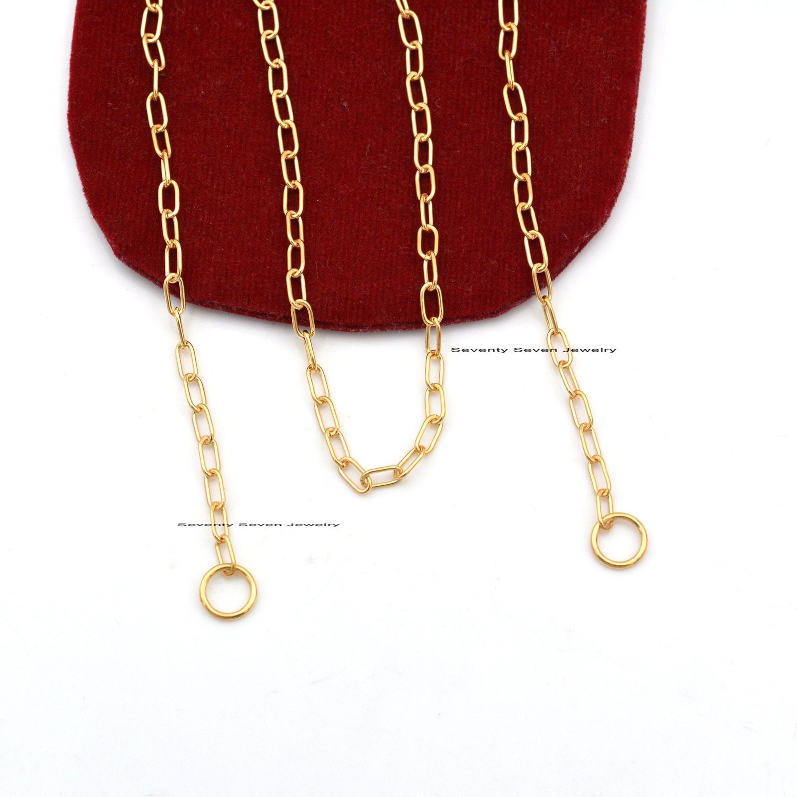 Sterling Silver Cable Chain Necklace: Handmade Oval Link, 14k Gold Vermeil - Seventy Seven Jewelry | SKU: G6-SLYG-6.6M-20I-V Sterling Silver Cable Chain Necklace: Handmade Oval Link, 14k Gold Vermeil - Seventy Seven Jewelry | SKU: G6-SLYG-6.6M-20I-V