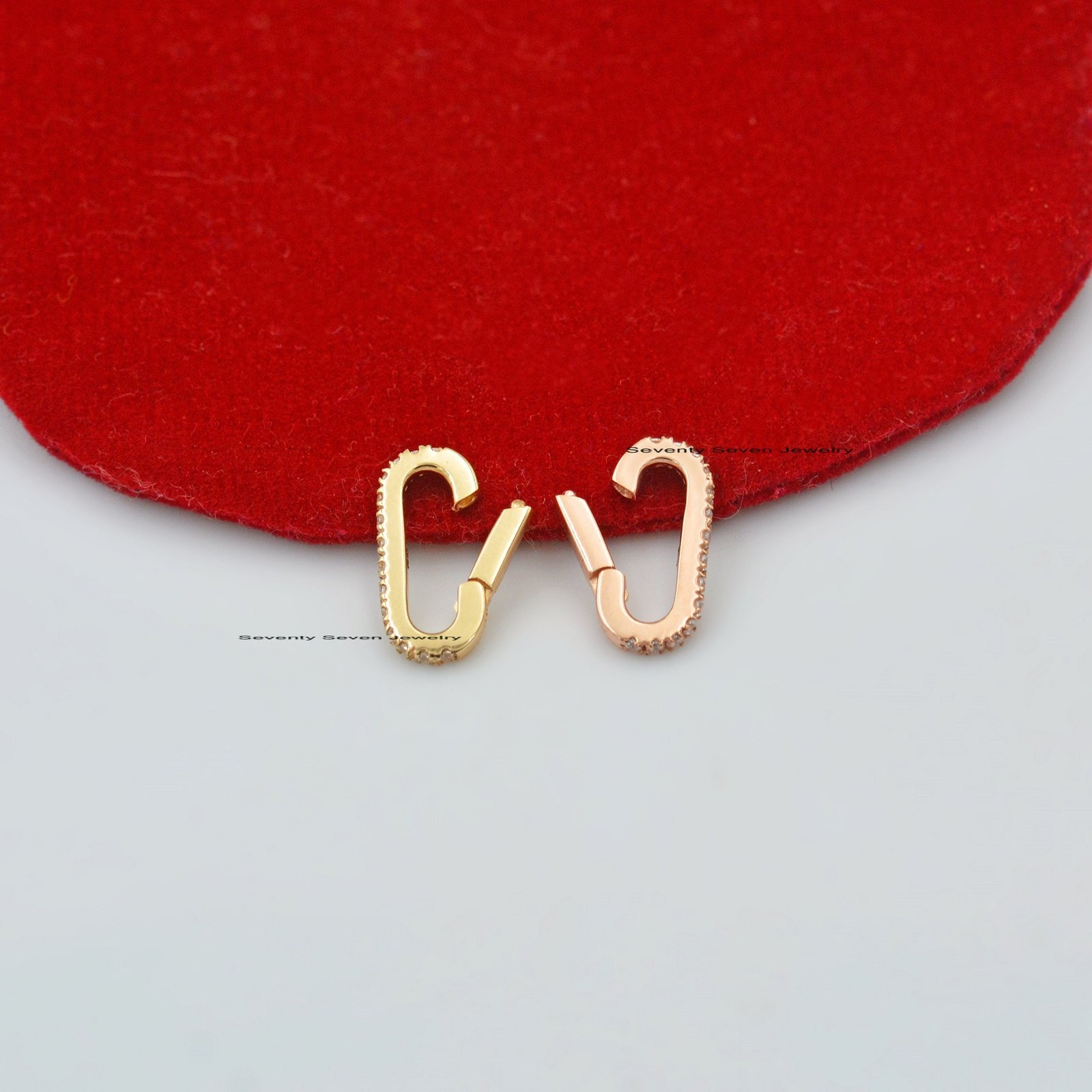 Sterling Silver Charm Holder Enhancer, Elongated Lock Link - View 3 - Seventy Seven Jewelry | SKU: 77-SSMJP858-SLYGDI-2026 Sterling Silver Charm Holder Enhancer, Elongated Lock Link - View 3 - Seventy Seven Jewelry | SKU: 77-SSMJP858-SLYGDI-2026