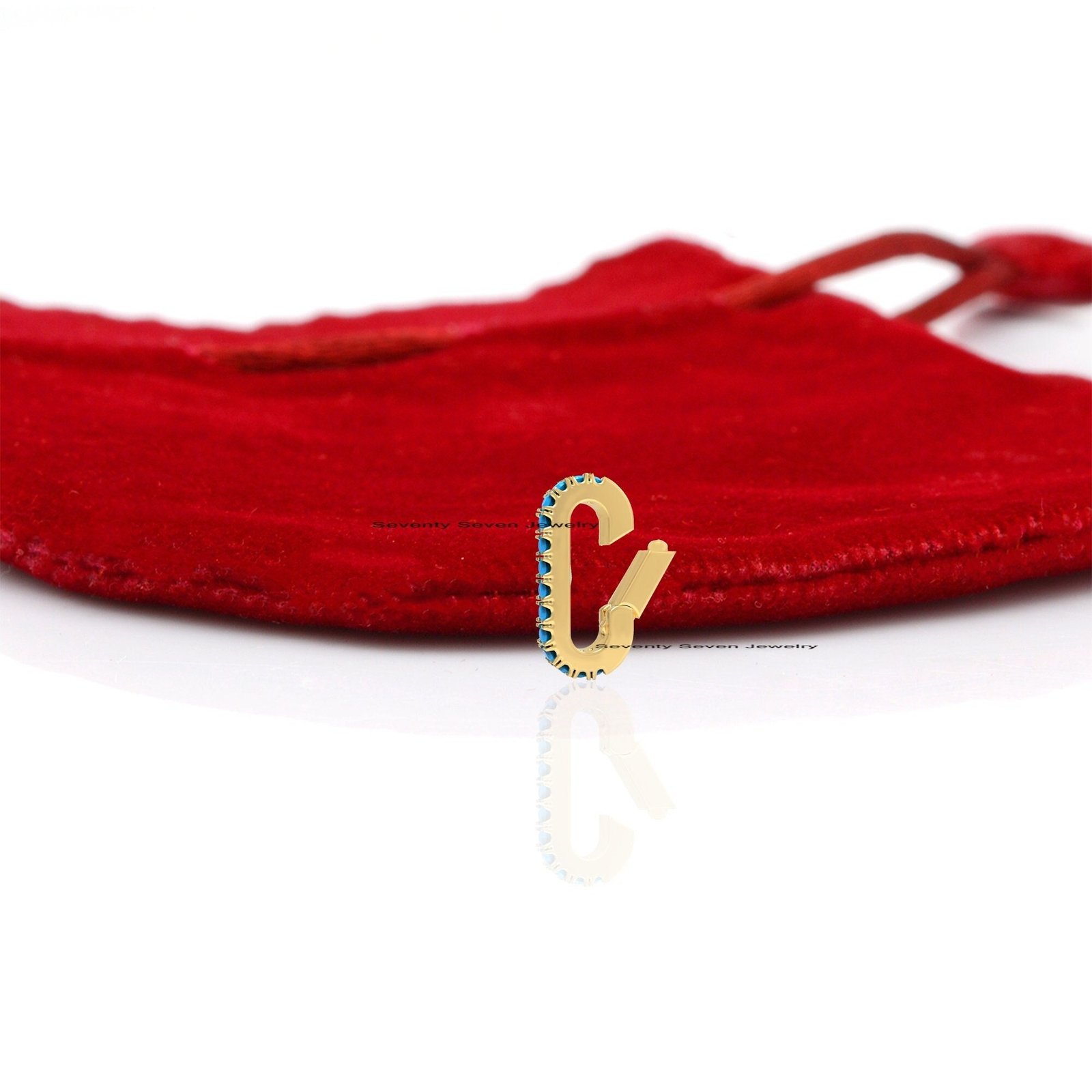 Sterling Silver Charm Holder Enhancer, Elongated Lock Link - View 5 - Seventy Seven Jewelry | SKU: 77-SSMJP858-SLYGDI-2026 Sterling Silver Charm Holder Enhancer, Elongated Lock Link - View 5 - Seventy Seven Jewelry | SKU: 77-SSMJP858-SLYGDI-2026