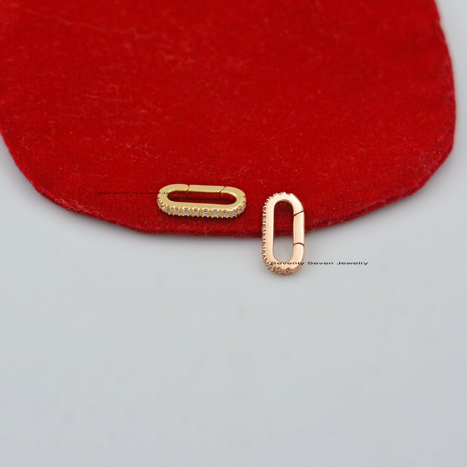 Sterling Silver Charm Holder Enhancer, Elongated Lock Link - View 6 - Seventy Seven Jewelry | SKU: 77-SSMJP858-SLYGDI-2026 Sterling Silver Charm Holder Enhancer, Elongated Lock Link - View 6 - Seventy Seven Jewelry | SKU: 77-SSMJP858-SLYGDI-2026