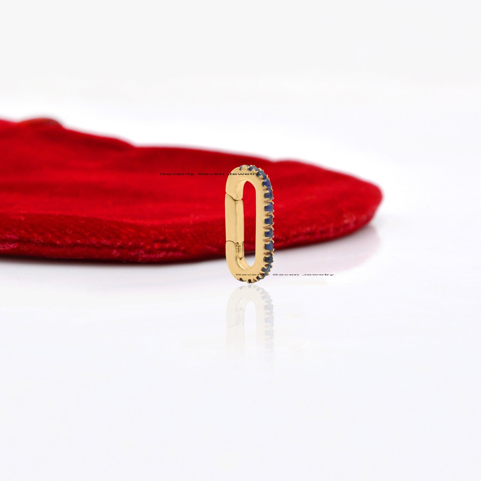Sterling Silver Charm Holder Enhancer, Elongated Lock Link - View 7 - Seventy Seven Jewelry | SKU: 77-SSMJP858-SLYGDI-2026 Sterling Silver Charm Holder Enhancer, Elongated Lock Link - View 7 - Seventy Seven Jewelry | SKU: 77-SSMJP858-SLYGDI-2026