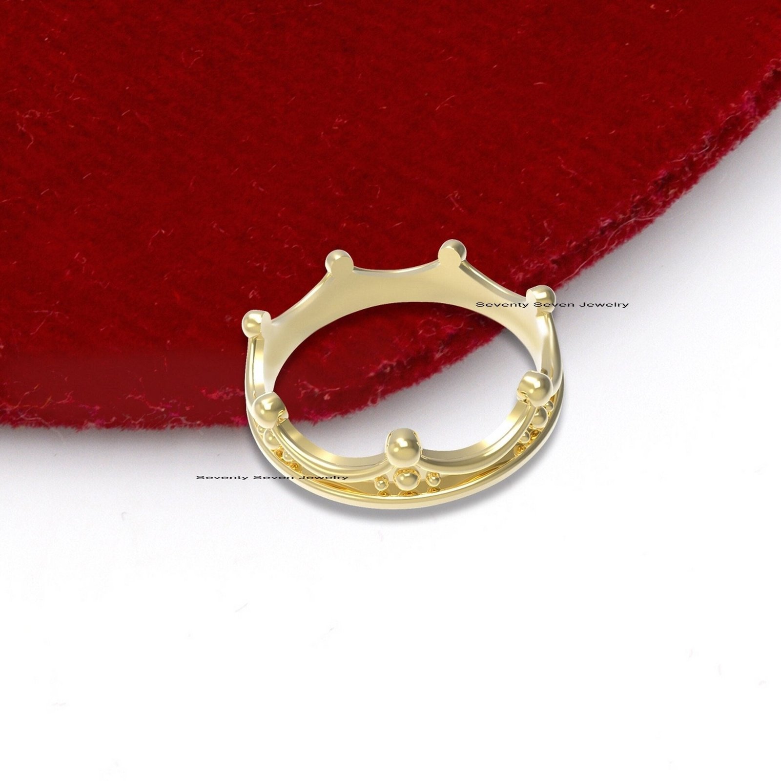 Sterling Silver Crown Ring: Modern Princess Band - View 2 - Seventy Seven Jewelry | SKU: SSMJR427-SLYG-2026 Sterling Silver Crown Ring: Modern Princess Band - View 2 - Seventy Seven Jewelry | SKU: SSMJR427-SLYG-2026