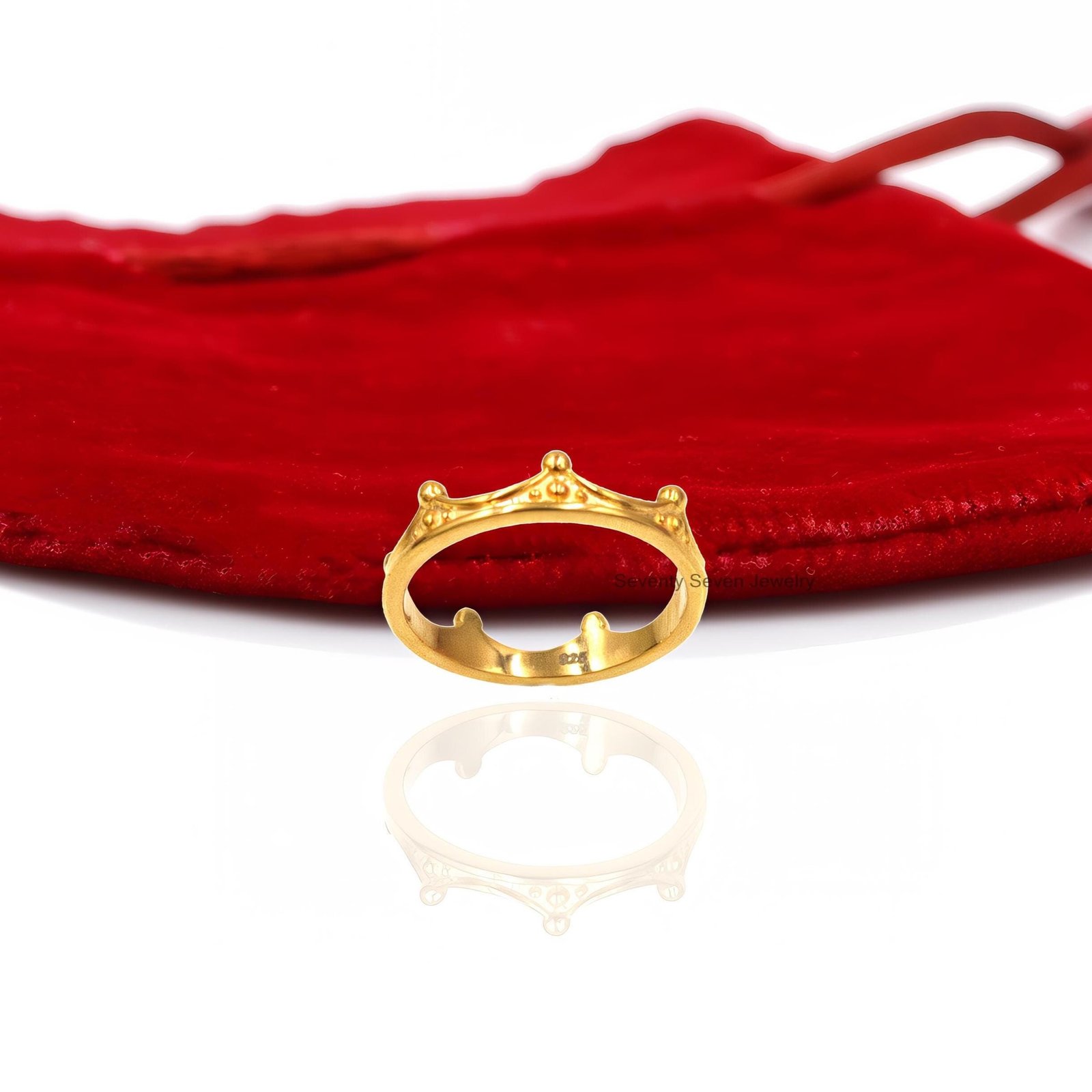 Sterling Silver Crown Ring: Modern Princess Band - View 3 - Seventy Seven Jewelry | SKU: SSMJR427-SLYG-2026 Sterling Silver Crown Ring: Modern Princess Band - View 3 - Seventy Seven Jewelry | SKU: SSMJR427-SLYG-2026