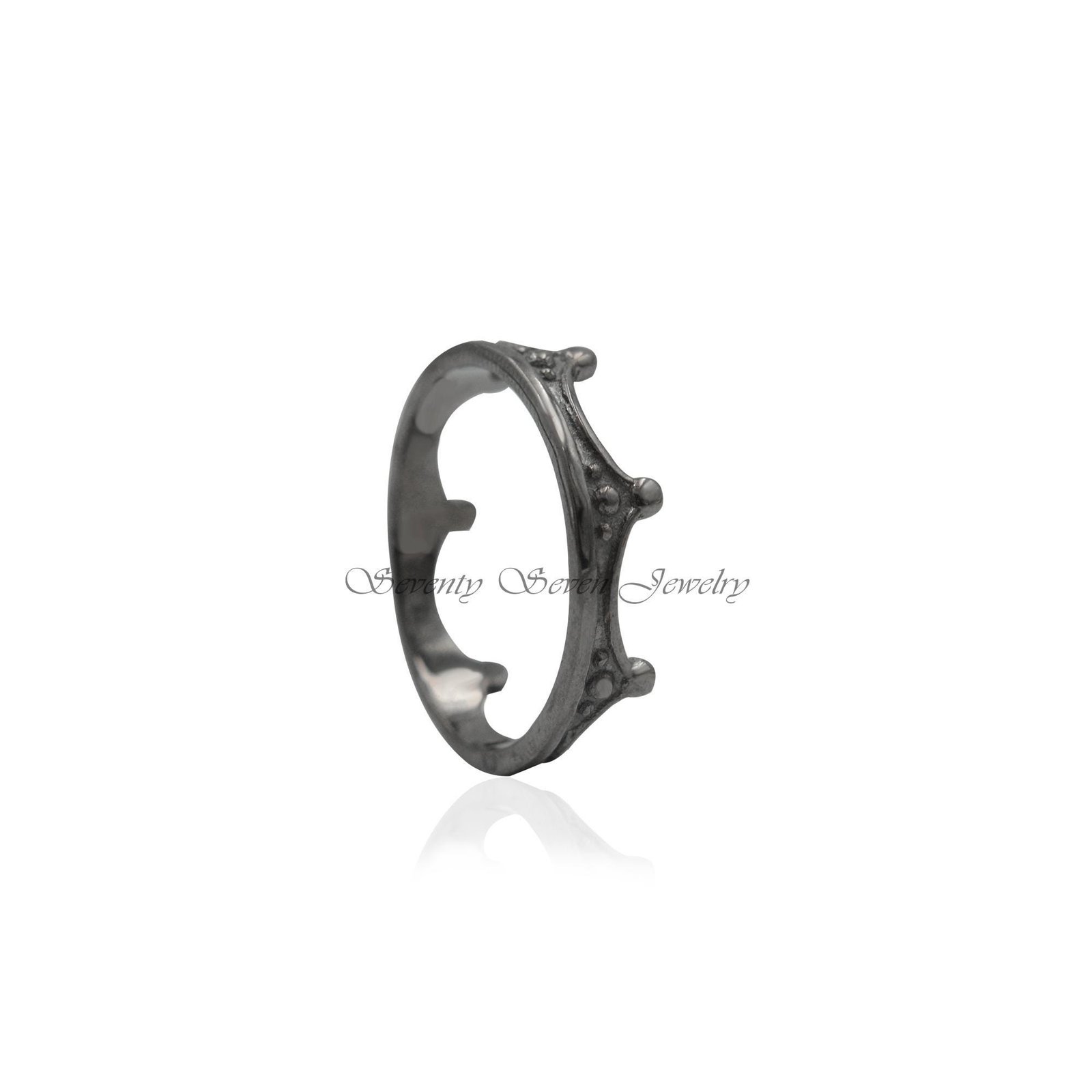 Sterling Silver Crown Ring: Modern Princess Band - View 6 - Seventy Seven Jewelry | SKU: SSMJR427-SLYG-2026 Sterling Silver Crown Ring: Modern Princess Band - View 6 - Seventy Seven Jewelry | SKU: SSMJR427-SLYG-2026