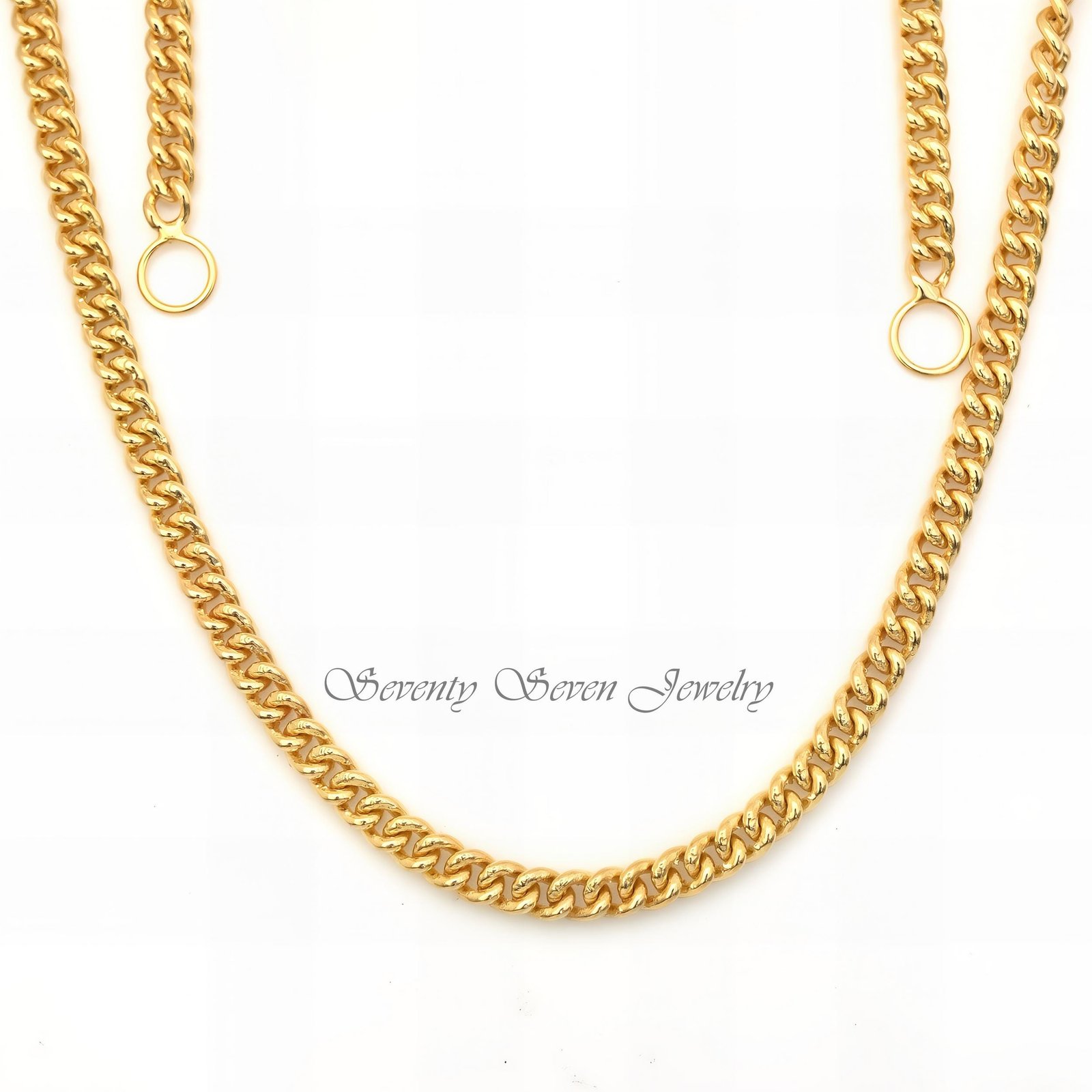 Sterling Silver Curb Chain Necklace: 4.5mm Cuban Link Choker - View 4 - Seventy Seven Jewelry | SKU: SSG17-SLYG-5M-18I-V Sterling Silver Curb Chain Necklace: 4.5mm Cuban Link Choker - View 4 - Seventy Seven Jewelry | SKU: SSG17-SLYG-5M-18I-V