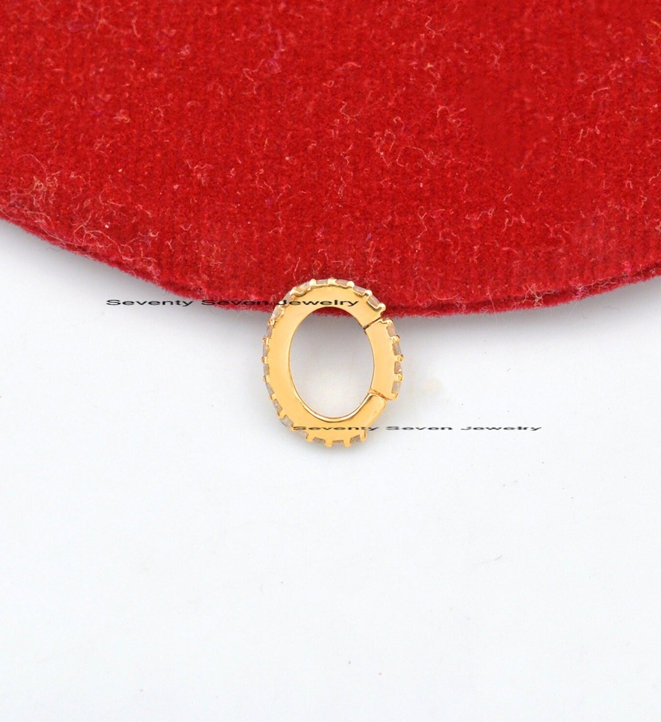 Sterling Silver Diamond Pave Oval Charm Holder - View 5 - Seventy Seven Jewelry | SKU: SSMJF126-SLYGDI-2026 Sterling Silver Diamond Pave Oval Charm Holder - View 5 - Seventy Seven Jewelry | SKU: SSMJF126-SLYGDI-2026