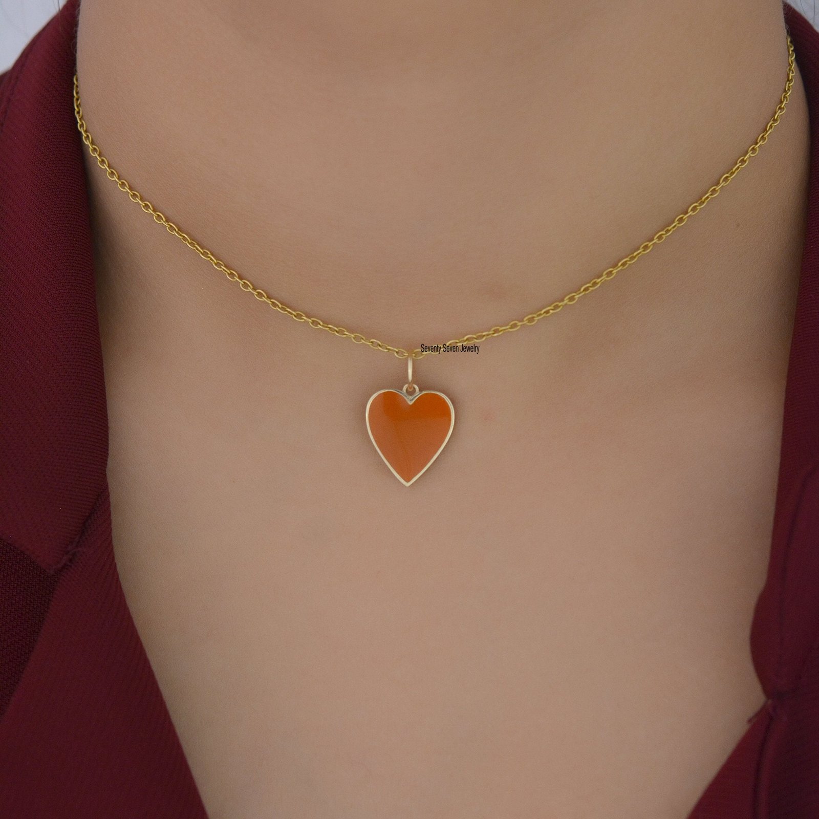 Sterling Silver Enamel Heart Pendant: Turquoise Charm - Seventy Seven Jewelry | SKU: SSMJP507-SLYGELB-21M-2026 Sterling Silver Enamel Heart Pendant: Turquoise Charm - Seventy Seven Jewelry | SKU: SSMJP507-SLYGELB-21M-2026