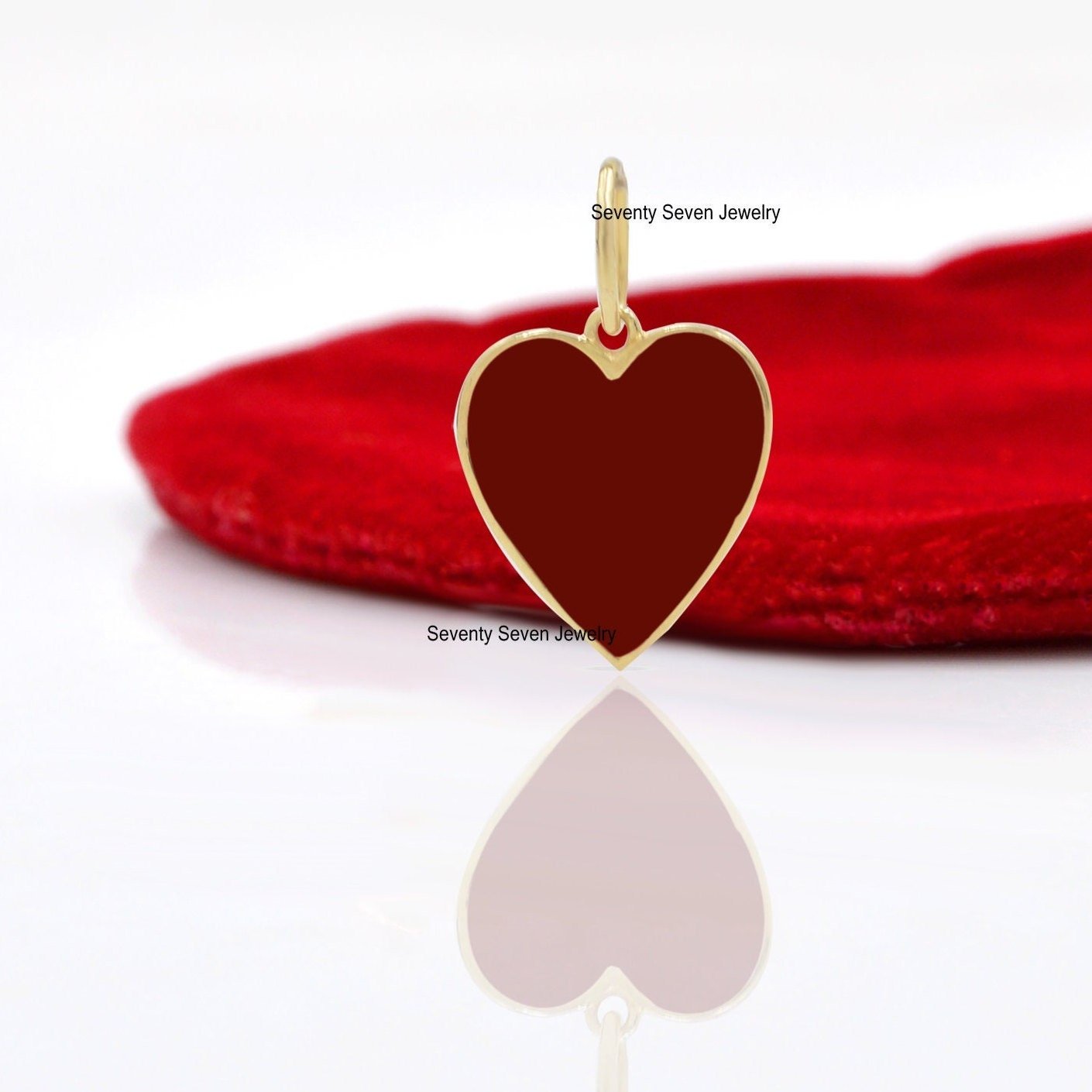 Sterling Silver Enamel Heart Pendant: Turquoise Charm - View 3 - Seventy Seven Jewelry | SKU: SSMJP507-SLYGELB-21M-2026 Sterling Silver Enamel Heart Pendant: Turquoise Charm - View 3 - Seventy Seven Jewelry | SKU: SSMJP507-SLYGELB-21M-2026