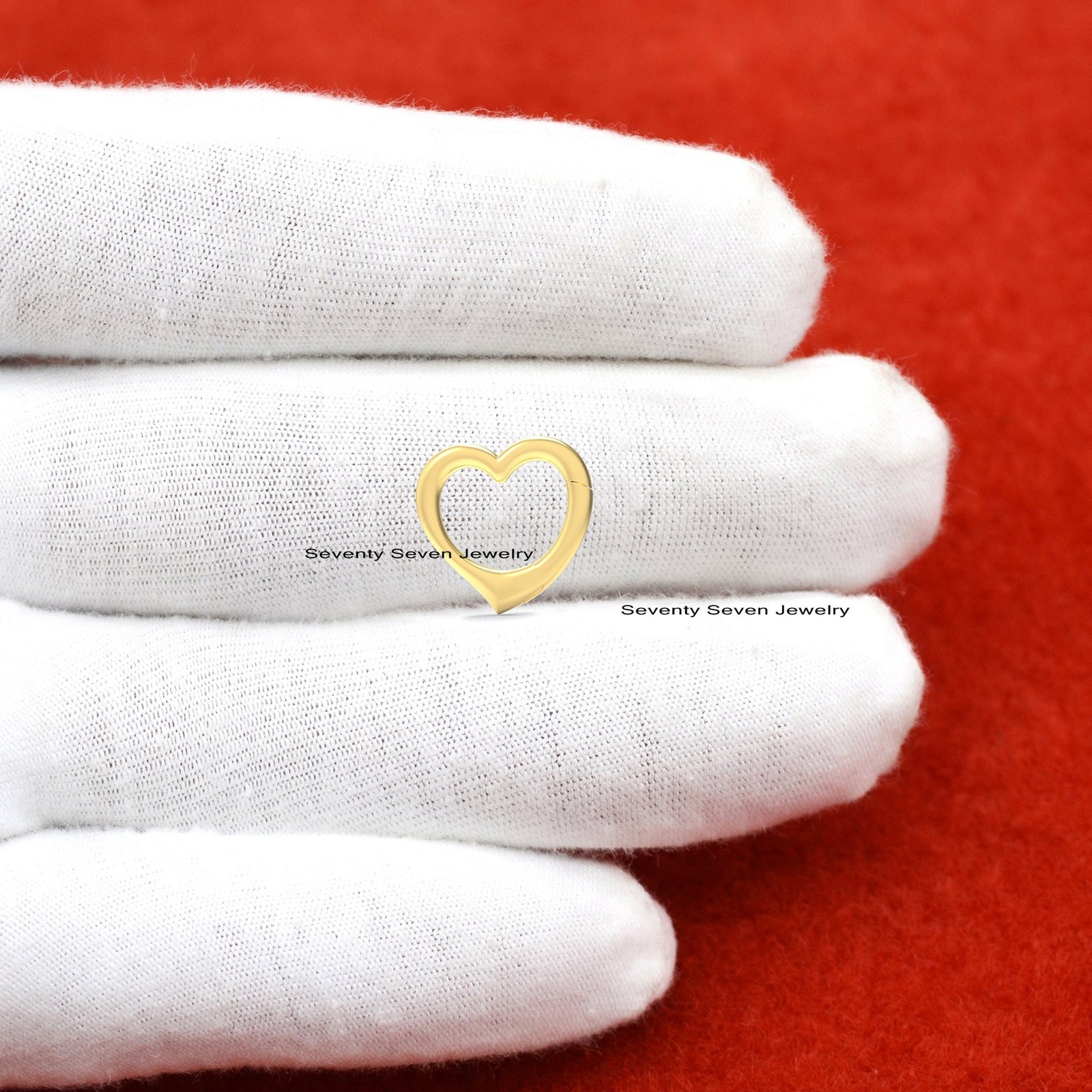 Sterling Silver Heart Charm Enhancer - Connector Lock (16mm) - View 6 - Seventy Seven Jewelry | SKU: SSMJP645-SLYG-2026 Sterling Silver Heart Charm Enhancer - Connector Lock (16mm) - View 6 - Seventy Seven Jewelry | SKU: SSMJP645-SLYG-2026