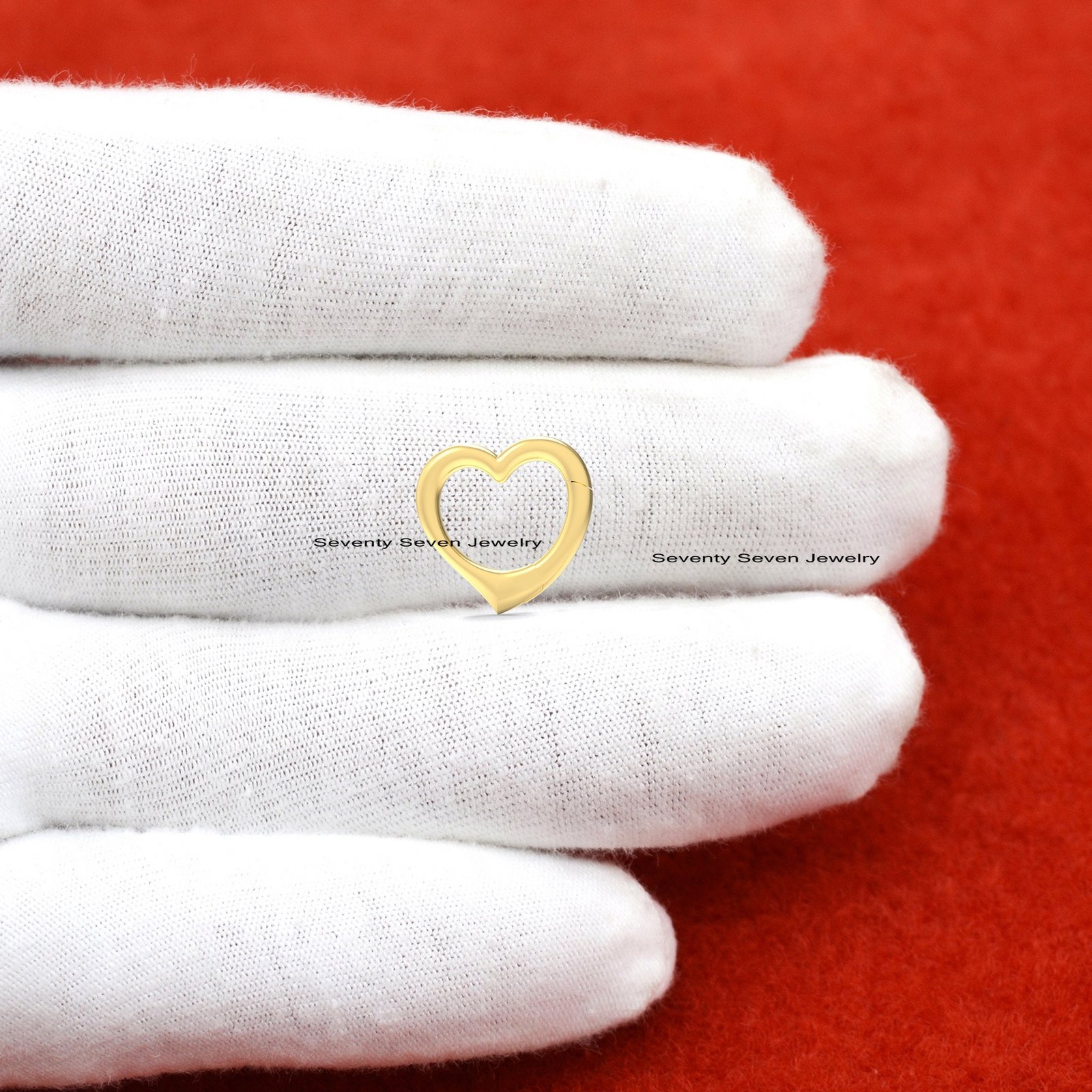 Sterling Silver Heart Charm Enhancer - Connector Lock (16mm) - View 7 - Seventy Seven Jewelry | SKU: SSMJP645-SLYG-2026 Sterling Silver Heart Charm Enhancer - Connector Lock (16mm) - View 7 - Seventy Seven Jewelry | SKU: SSMJP645-SLYG-2026