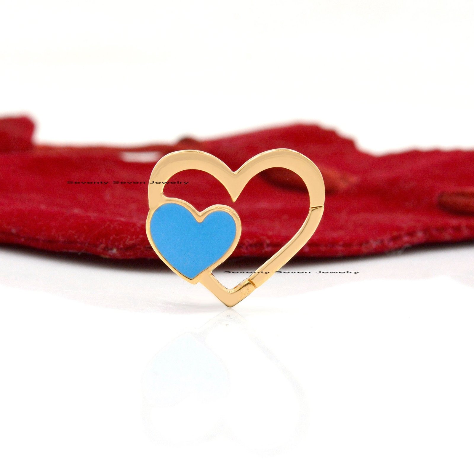 Sterling Silver Heart Charm Holder: Turquoise Enamel Lock - Seventy Seven Jewelry | SKU: SSMJP1155-SLYGELTQ-2026 Sterling Silver Heart Charm Holder: Turquoise Enamel Lock - Seventy Seven Jewelry | SKU: SSMJP1155-SLYGELTQ-2026