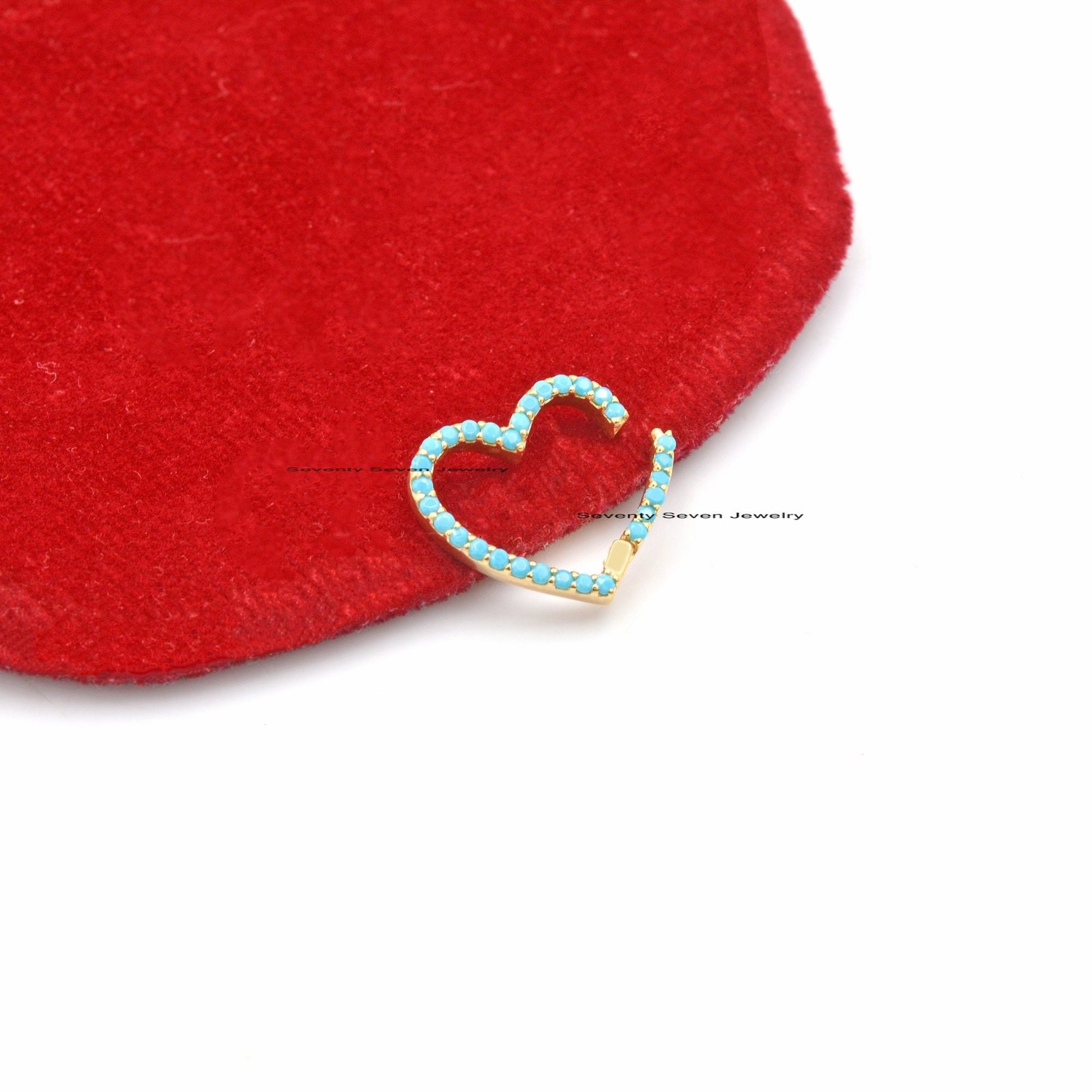 Sterling Silver Heart Charm Holder: Turquoise & Gemstone Enhancer - View 3 - Seventy Seven Jewelry | SKU: SSMJP536-SLYGTQ-P,S Sterling Silver Heart Charm Holder: Turquoise & Gemstone Enhancer - View 3 - Seventy Seven Jewelry | SKU: SSMJP536-SLYGTQ-P,S
