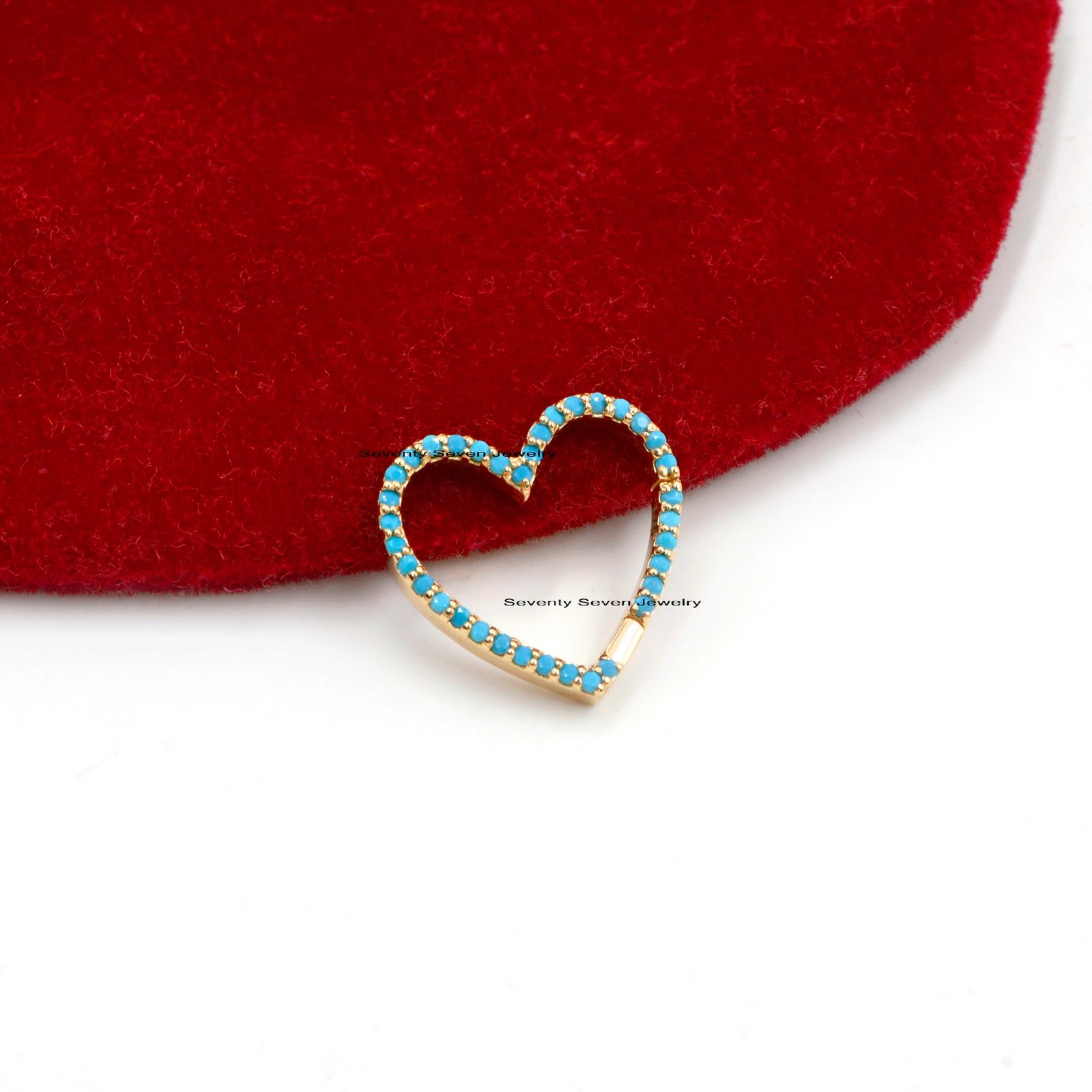 Sterling Silver Heart Charm Holder: Turquoise & Gemstone Enhancer - View 5 - Seventy Seven Jewelry | SKU: SSMJP536-SLYGTQ-P,S Sterling Silver Heart Charm Holder: Turquoise & Gemstone Enhancer - View 5 - Seventy Seven Jewelry | SKU: SSMJP536-SLYGTQ-P,S