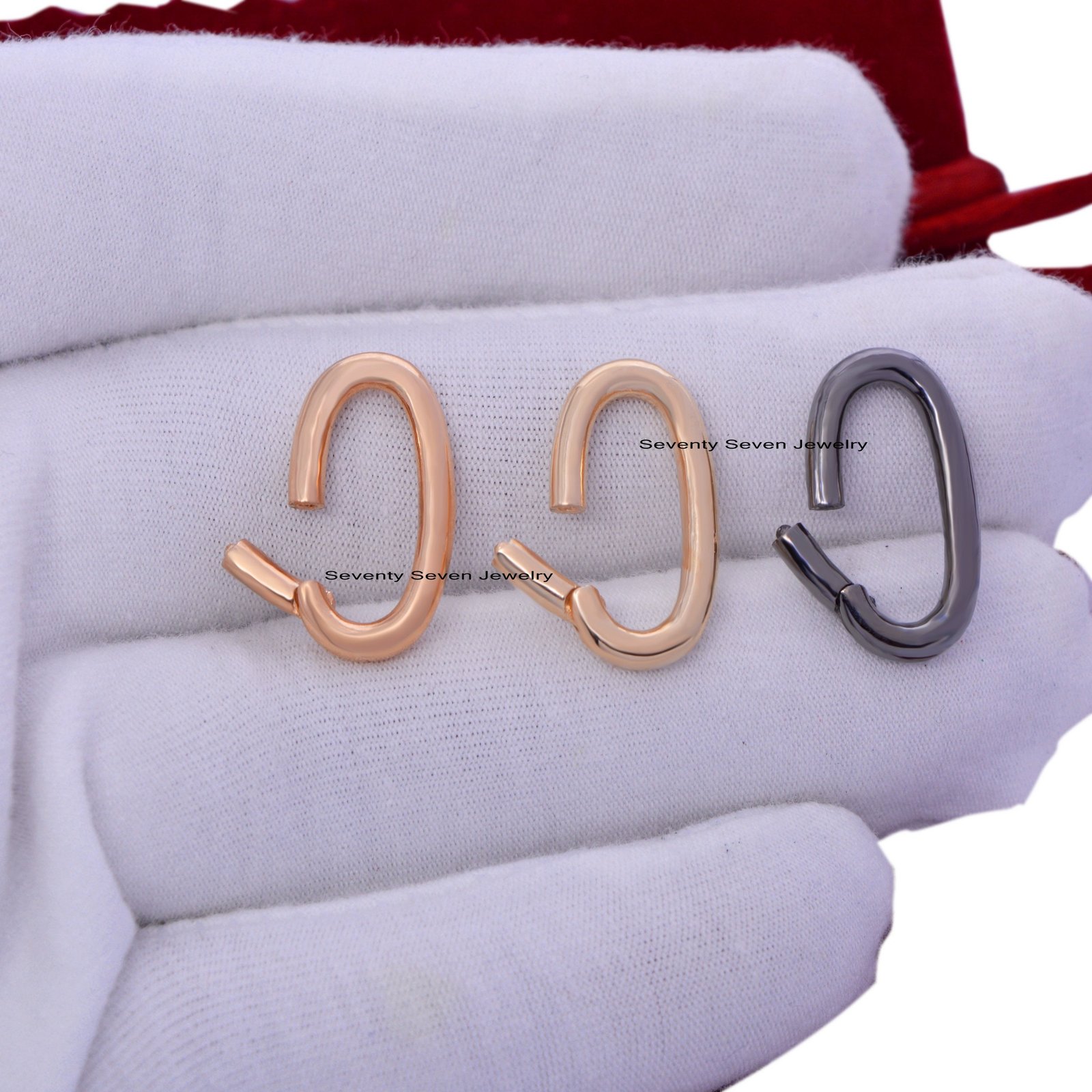 Sterling Silver Oval Charms Enhancer Link Lock (20x10 MM) - View 5 - Seventy Seven Jewelry | SKU: SSMJP75-SLYG-V2026 Sterling Silver Oval Charms Enhancer Link Lock (20x10 MM) - View 5 - Seventy Seven Jewelry | SKU: SSMJP75-SLYG-V2026