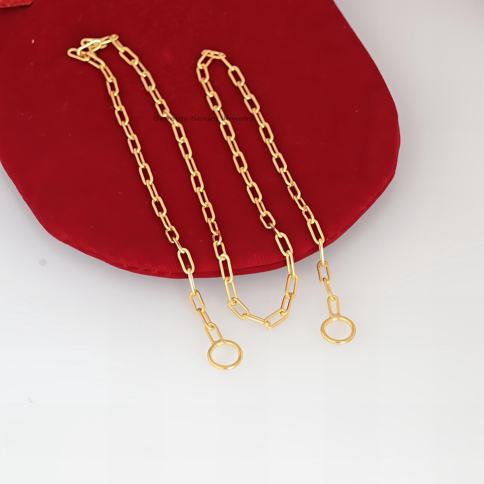 Sterling Silver Oval Link Chain Necklace: Carabiner Connector - View 2 - Seventy Seven Jewelry | SKU: SSG6A-SLYG-6.6M-18I-V Sterling Silver Oval Link Chain Necklace: Carabiner Connector - View 2 - Seventy Seven Jewelry | SKU: SSG6A-SLYG-6.6M-18I-V