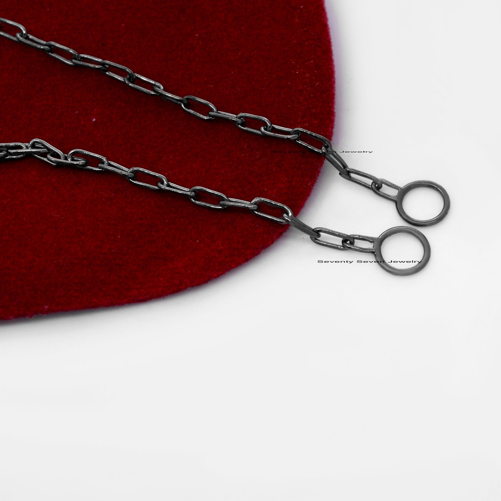 Sterling Silver Oval Link Chain Necklace: Carabiner Connector - View 5 - Seventy Seven Jewelry | SKU: SSG6A-SLYG-6.6M-18I-V Sterling Silver Oval Link Chain Necklace: Carabiner Connector - View 5 - Seventy Seven Jewelry | SKU: SSG6A-SLYG-6.6M-18I-V