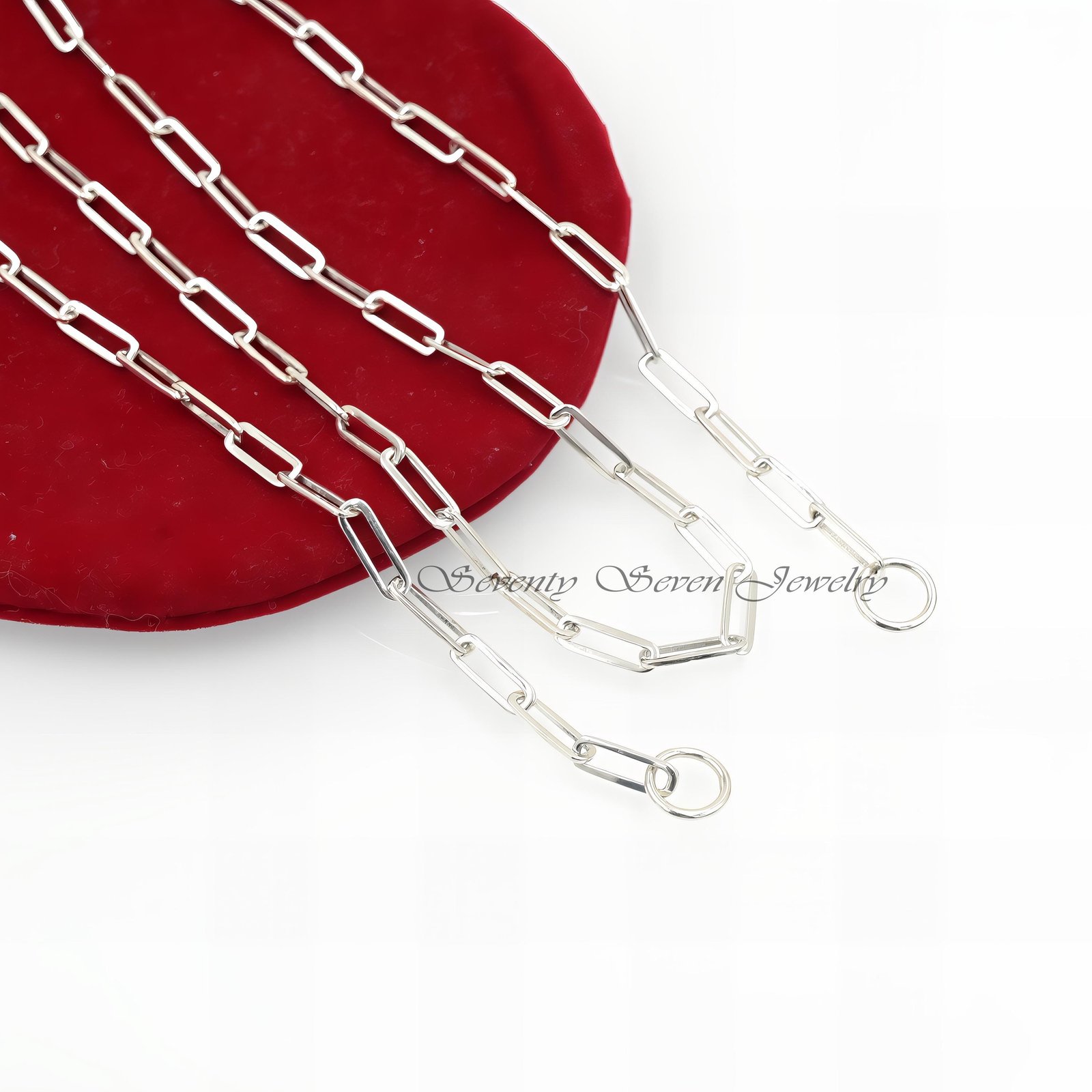 Sterling Silver Paperclip Chain Necklace: Rectangle Link with Yellow Jumpring - Seventy Seven Jewelry | SKU: G1-SLNSYG-10M-18 Sterling Silver Paperclip Chain Necklace: Rectangle Link with Yellow Jumpring - Seventy Seven Jewelry | SKU: G1-SLNSYG-10M-18