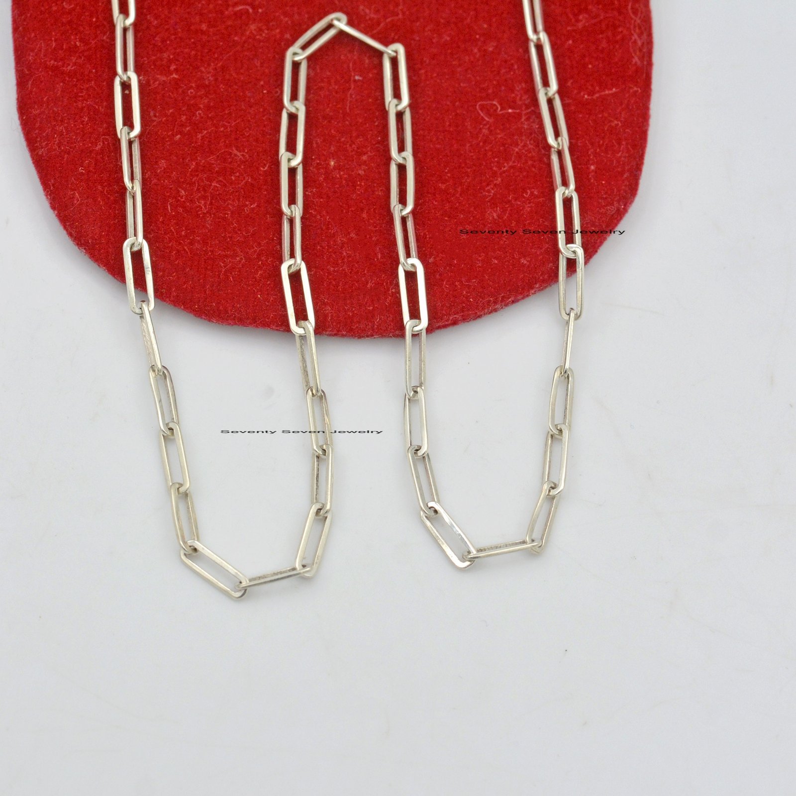 Sterling Silver Paperclip Chain Necklace: Rectangle Link with Yellow Jumpring - View 4 - Seventy Seven Jewelry | SKU: G1-SLNS Sterling Silver Paperclip Chain Necklace: Rectangle Link with Yellow Jumpring - View 4 - Seventy Seven Jewelry | SKU: G1-SLNS