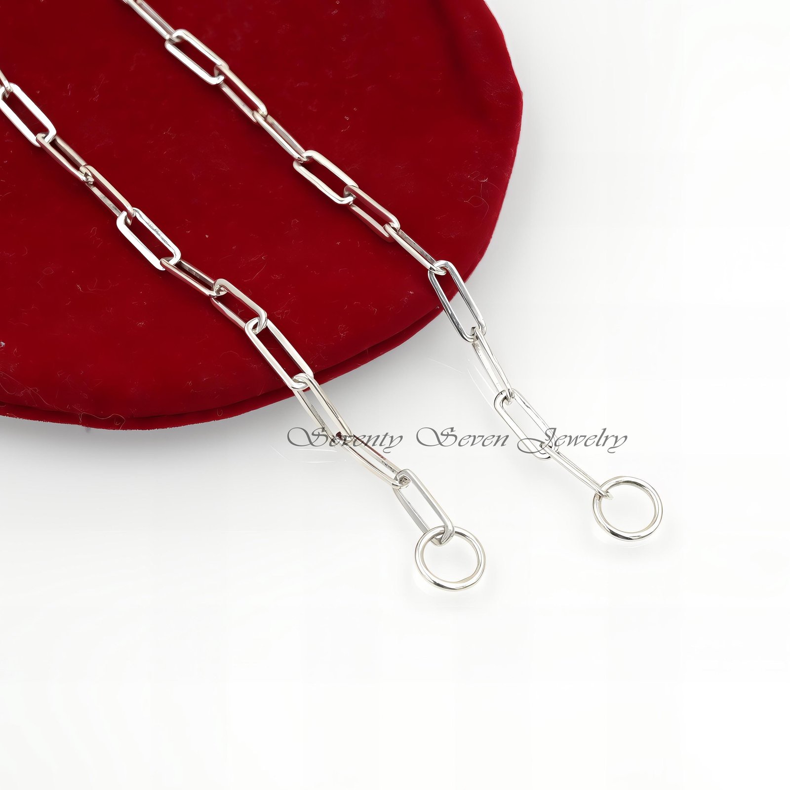 Sterling Silver Paperclip Chain Necklace: Rectangle Link with Yellow Jumpring - View 5 - Seventy Seven Jewelry | SKU: G1-SLNS Sterling Silver Paperclip Chain Necklace: Rectangle Link with Yellow Jumpring - View 5 - Seventy Seven Jewelry | SKU: G1-SLNS