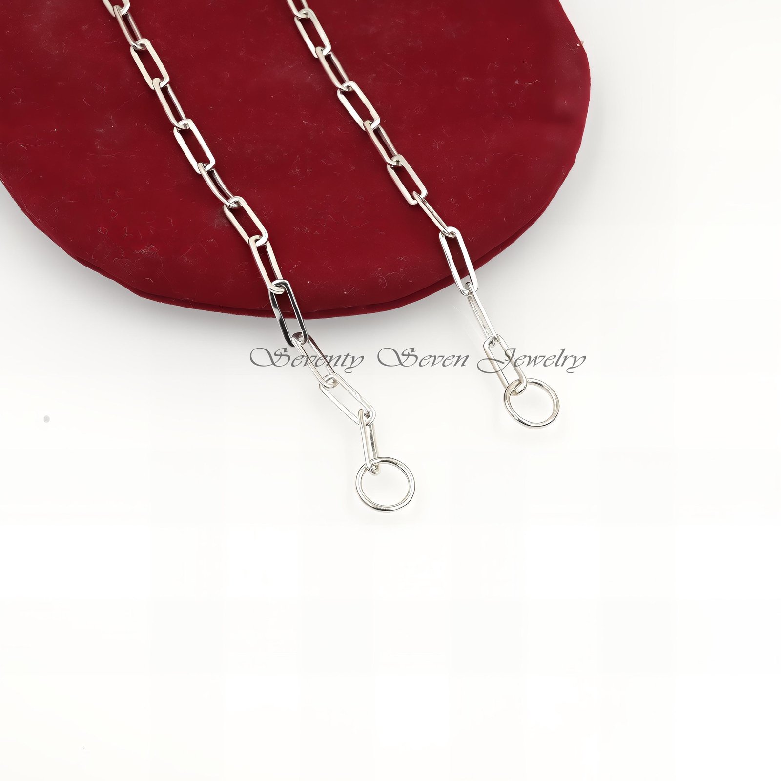 Sterling Silver Paperclip Chain Necklace: Rectangle Link with Yellow Jumpring - View 6 - Seventy Seven Jewelry | SKU: G1-SLNS Sterling Silver Paperclip Chain Necklace: Rectangle Link with Yellow Jumpring - View 6 - Seventy Seven Jewelry | SKU: G1-SLNS