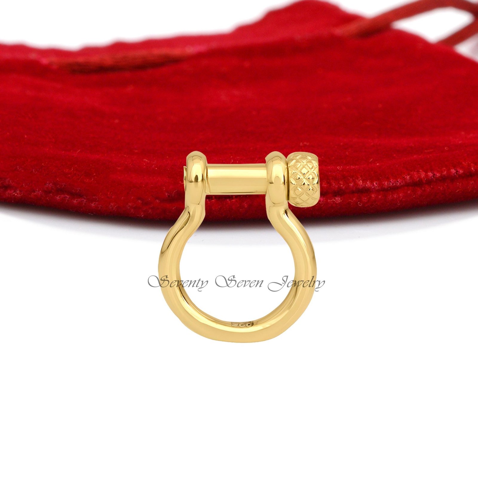 Sterling Silver Shackle Lock: Screw Carabiner Connector (25x20 MM) - Seventy Seven Jewelry | SKU: SSMJP72-SLYG-2026 Sterling Silver Shackle Lock: Screw Carabiner Connector (25x20 MM) - Seventy Seven Jewelry | SKU: SSMJP72-SLYG-2026
