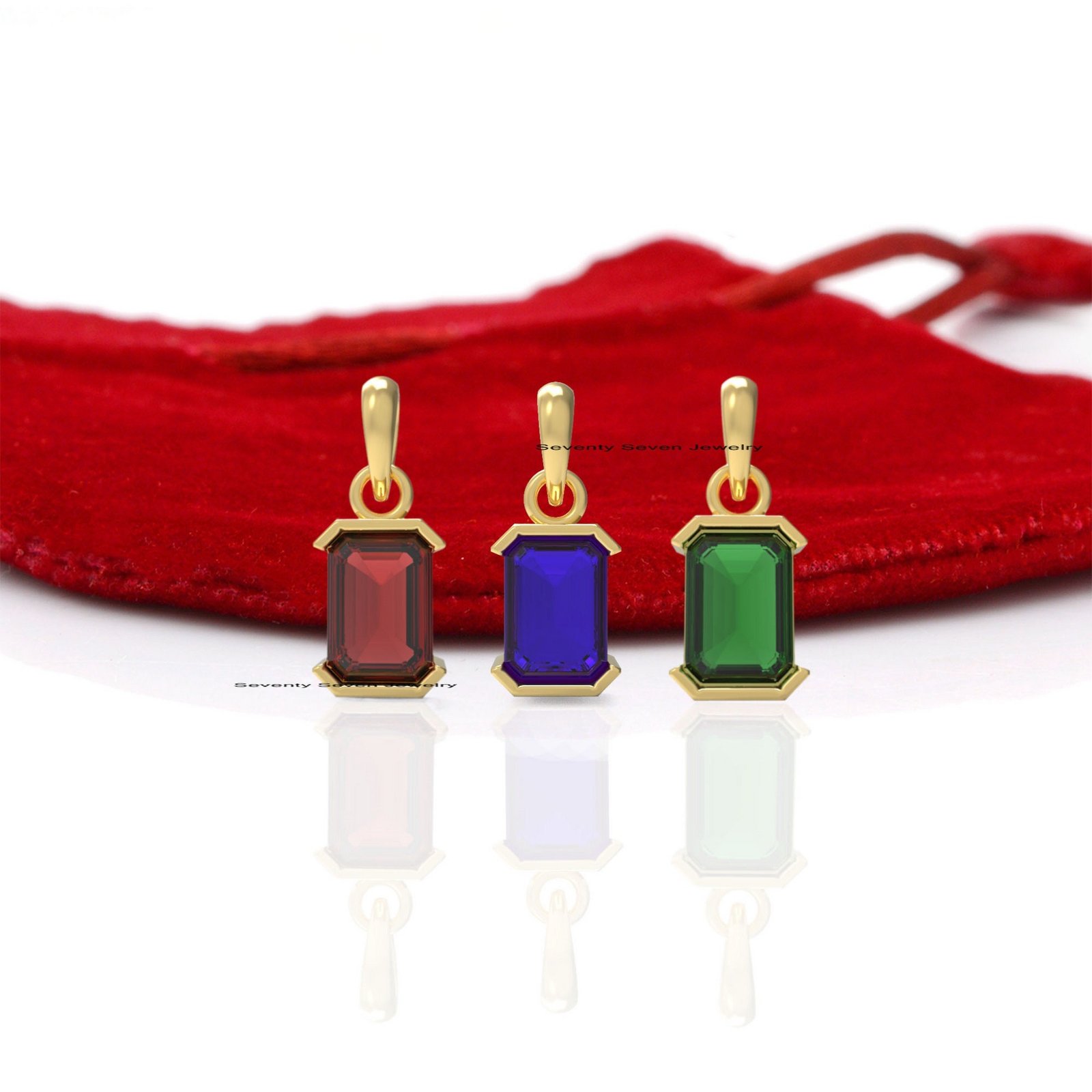 Sterling Silver Square Gemstone Drop Pendant (16mm) - Seventy Seven Jewelry | SKU: SSMJP1040-SLNSBSP-2026 Sterling Silver Square Gemstone Drop Pendant (16mm) - Seventy Seven Jewelry | SKU: SSMJP1040-SLNSBSP-2026