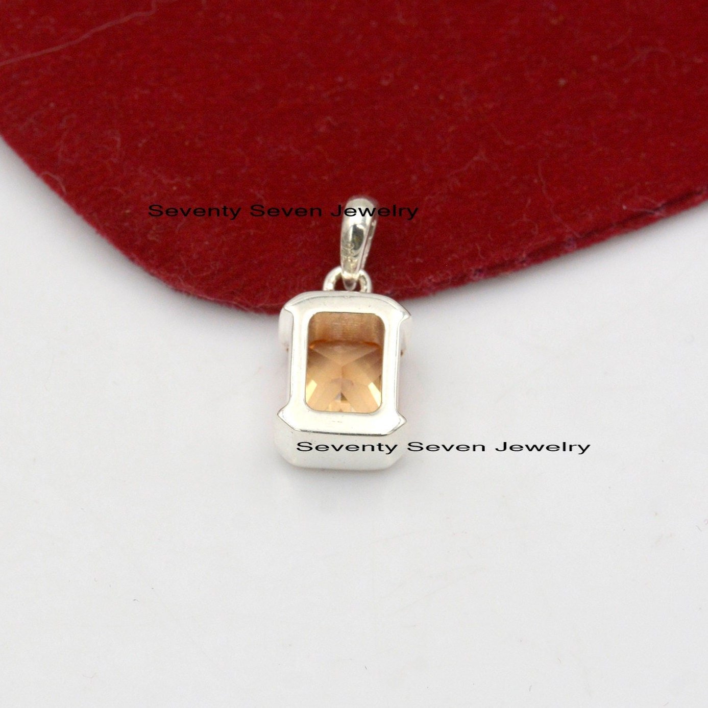 Sterling Silver Square Gemstone Drop Pendant (16mm) - View 5 - Seventy Seven Jewelry | SKU: SSMJP1040-SLNSBSP-2026 Sterling Silver Square Gemstone Drop Pendant (16mm) - View 5 - Seventy Seven Jewelry | SKU: SSMJP1040-SLNSBSP-2026