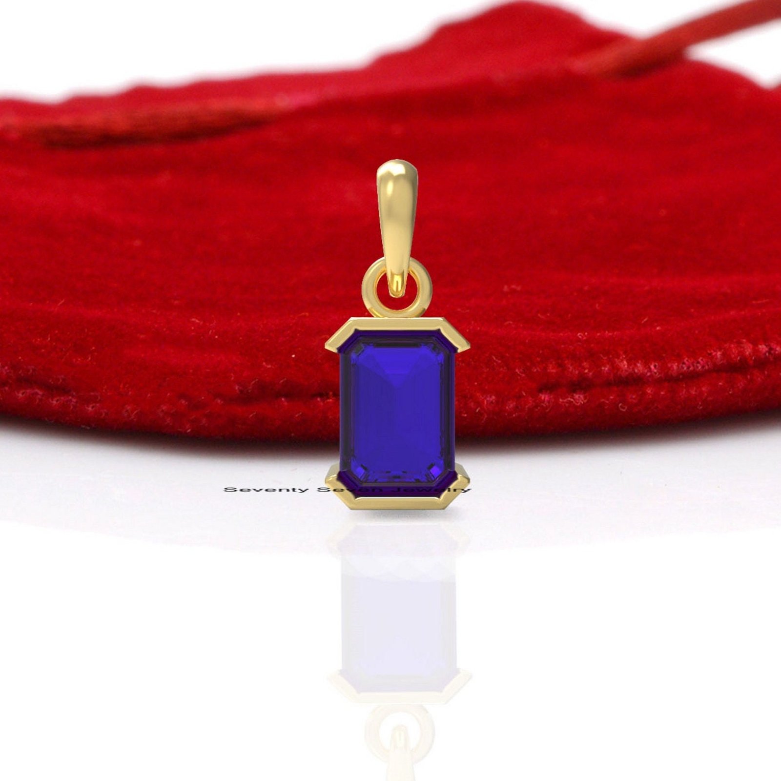 Sterling Silver Square Gemstone Drop Pendant (16mm) - View 6 - Seventy Seven Jewelry | SKU: SSMJP1040-SLNSBSP-2026 Sterling Silver Square Gemstone Drop Pendant (16mm) - View 6 - Seventy Seven Jewelry | SKU: SSMJP1040-SLNSBSP-2026