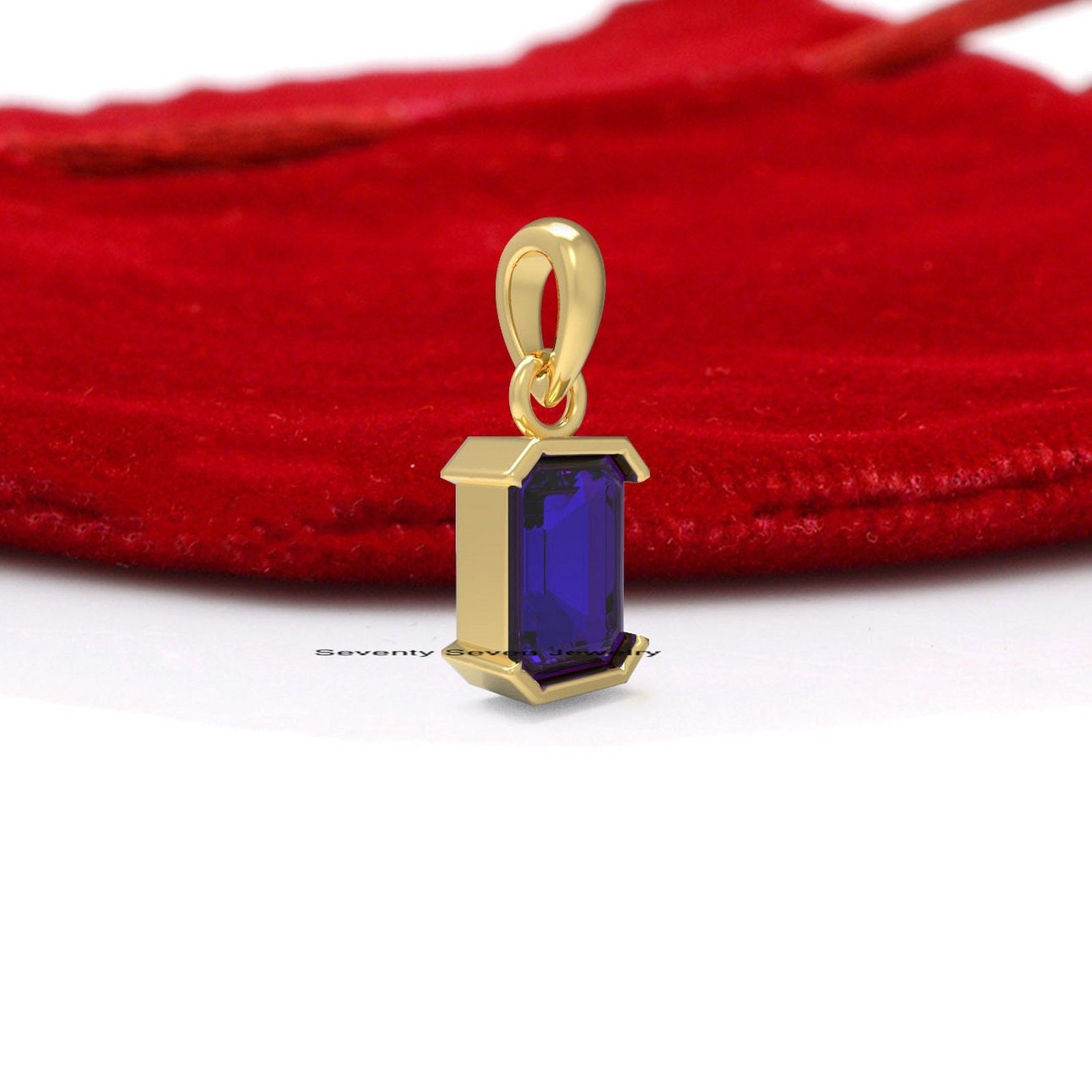 Sterling Silver Square Gemstone Drop Pendant (16mm) - View 7 - Seventy Seven Jewelry | SKU: SSMJP1040-SLNSBSP-2026 Sterling Silver Square Gemstone Drop Pendant (16mm) - View 7 - Seventy Seven Jewelry | SKU: SSMJP1040-SLNSBSP-2026